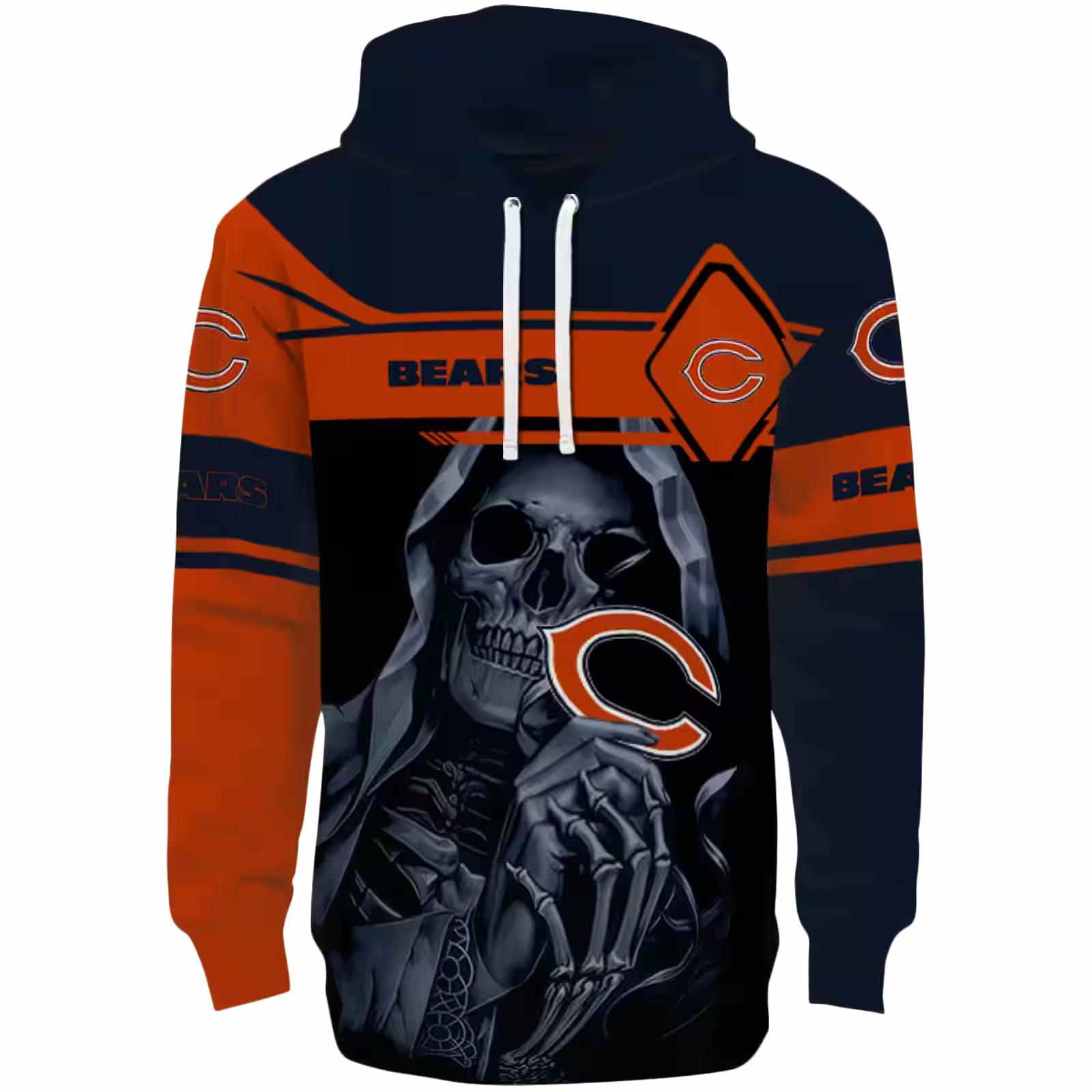 Custom Chicago Bears Grim Reaper Blue Black Hoodie