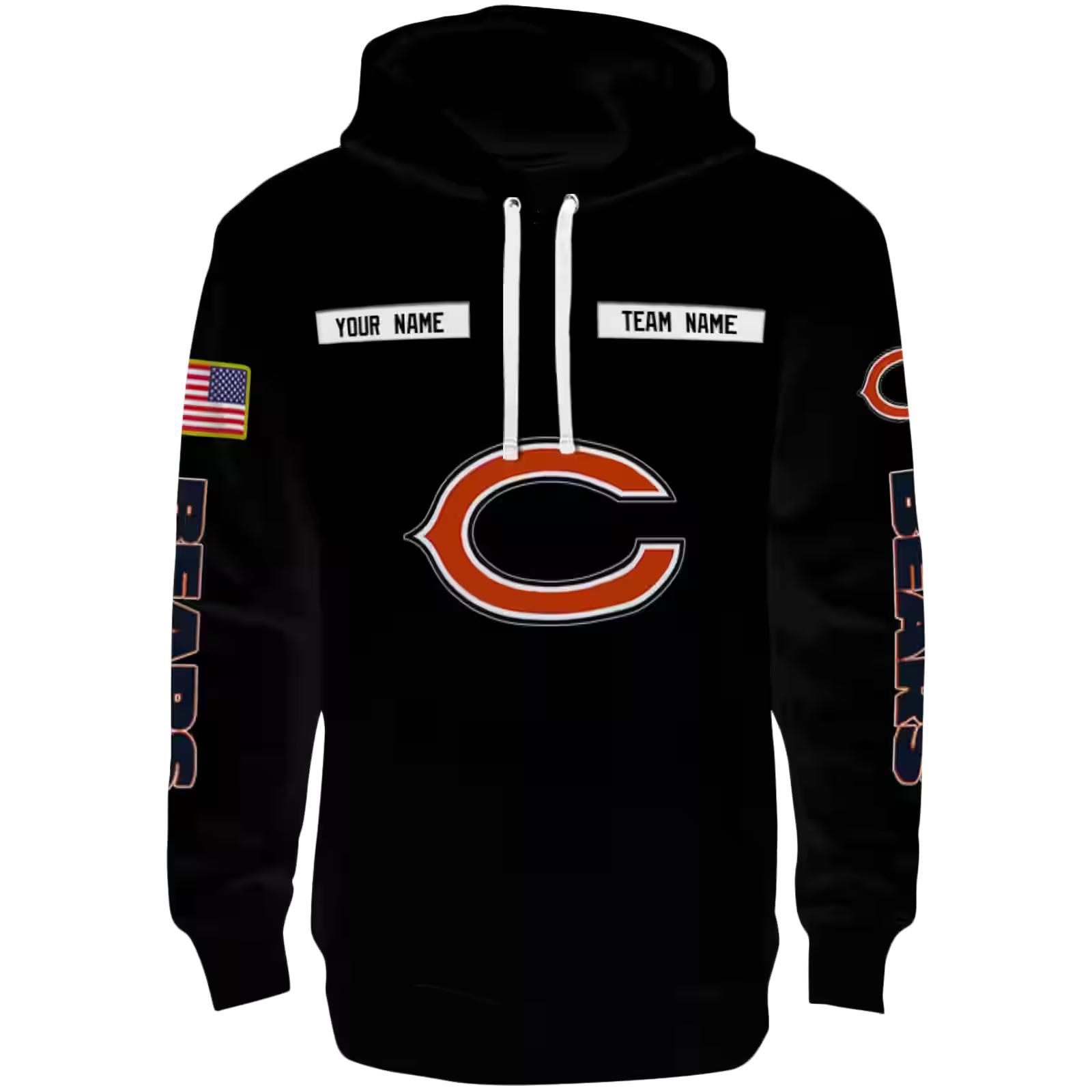 Custom Chicago Bears Punisher Skull Black Hoodie