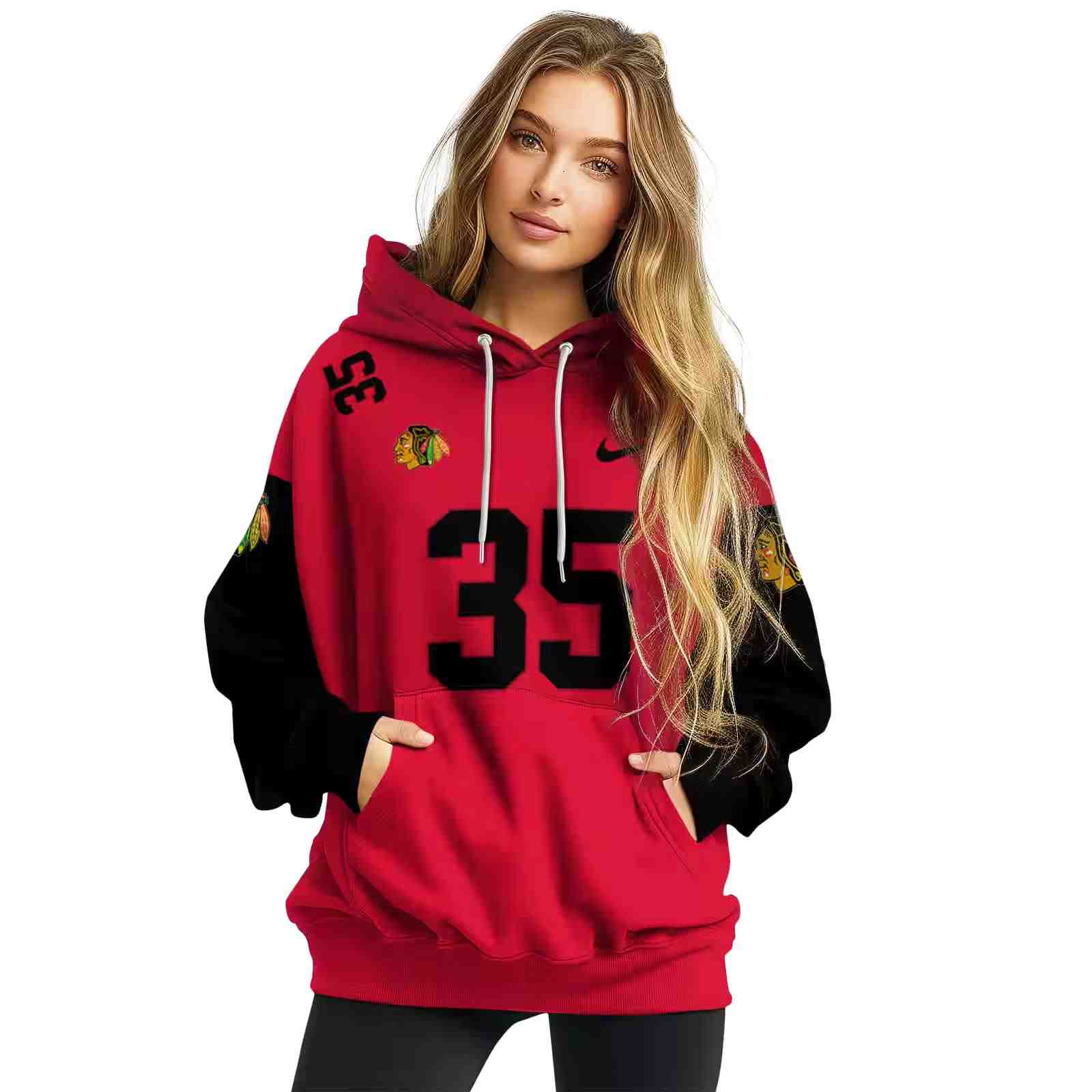 custom chicago blackhawks minimal design red hoodie high quality