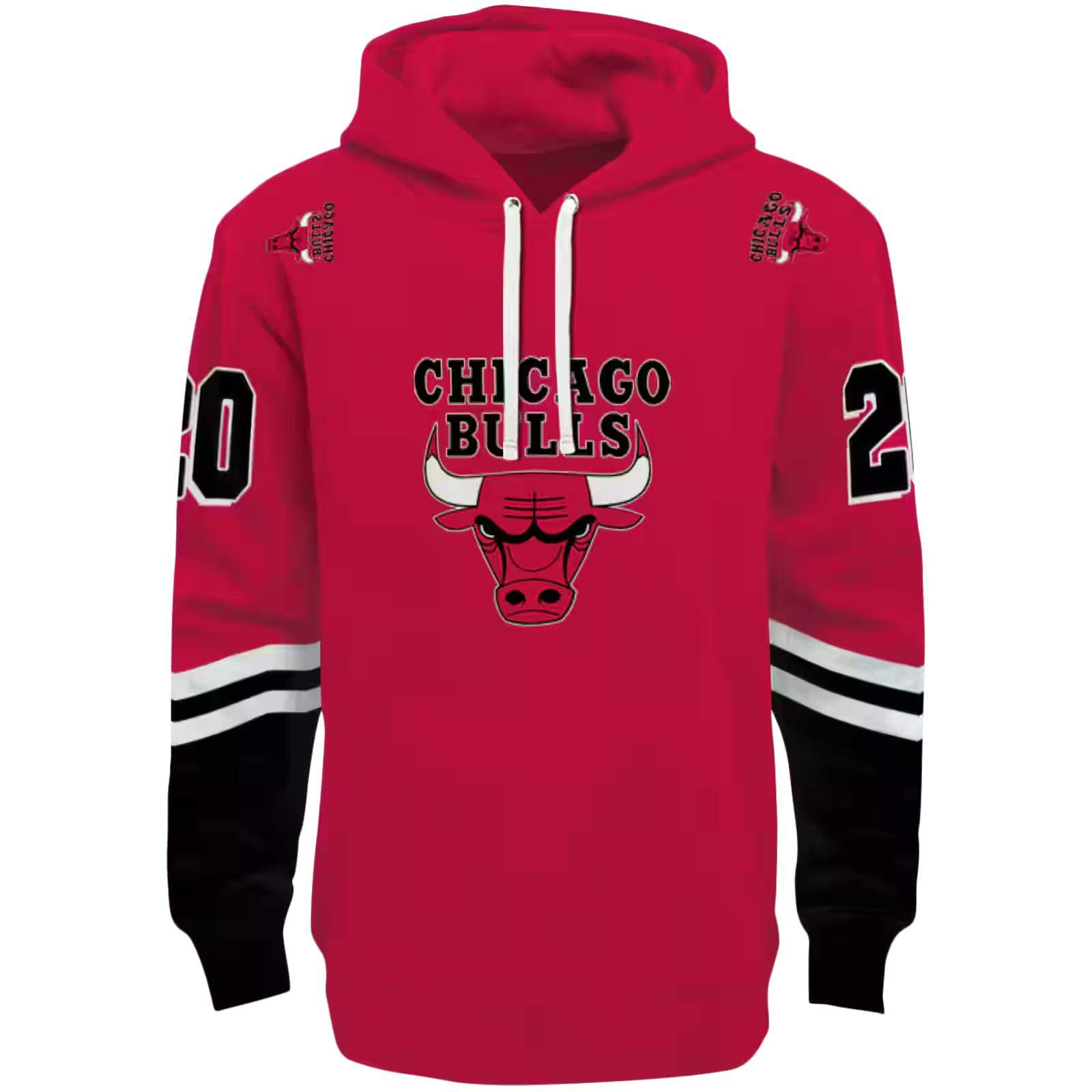 Custom Chicago Bulls Striped Sleeves Red Hoodie