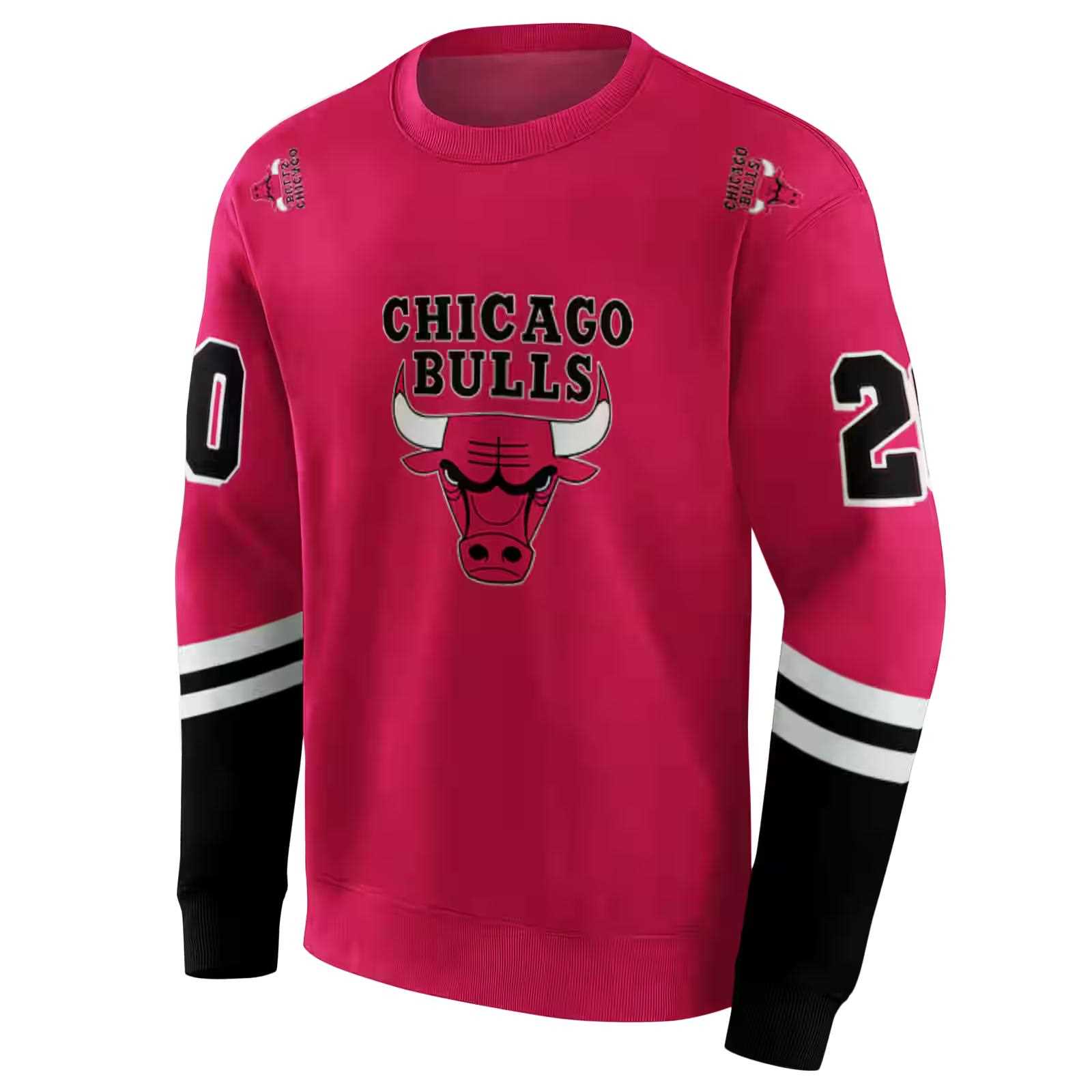 custom chicago bulls striped sleeves red hoodie new arrival