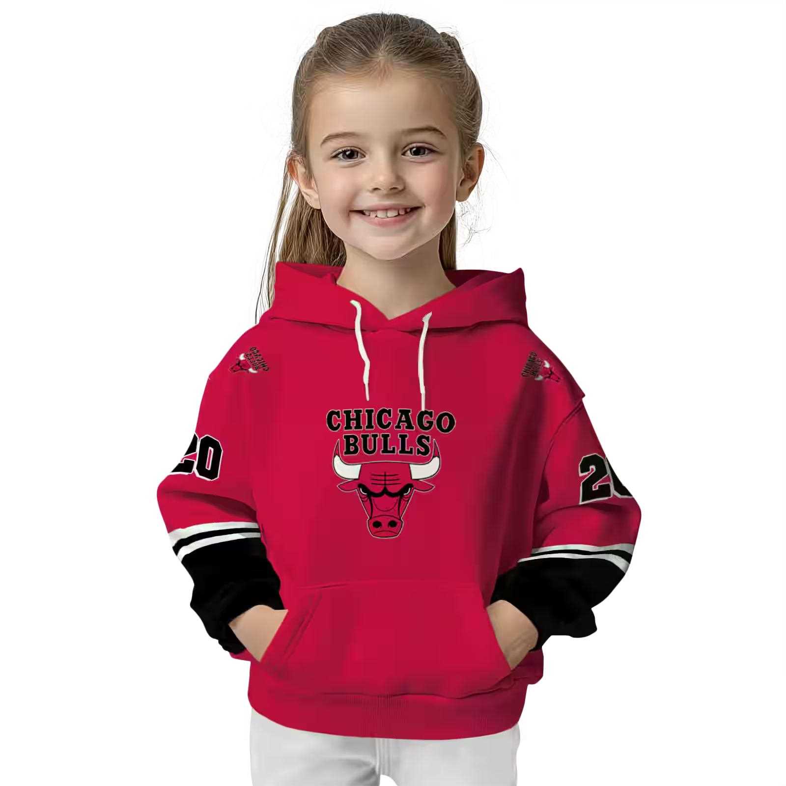 custom chicago bulls striped sleeves red hoodie top rated