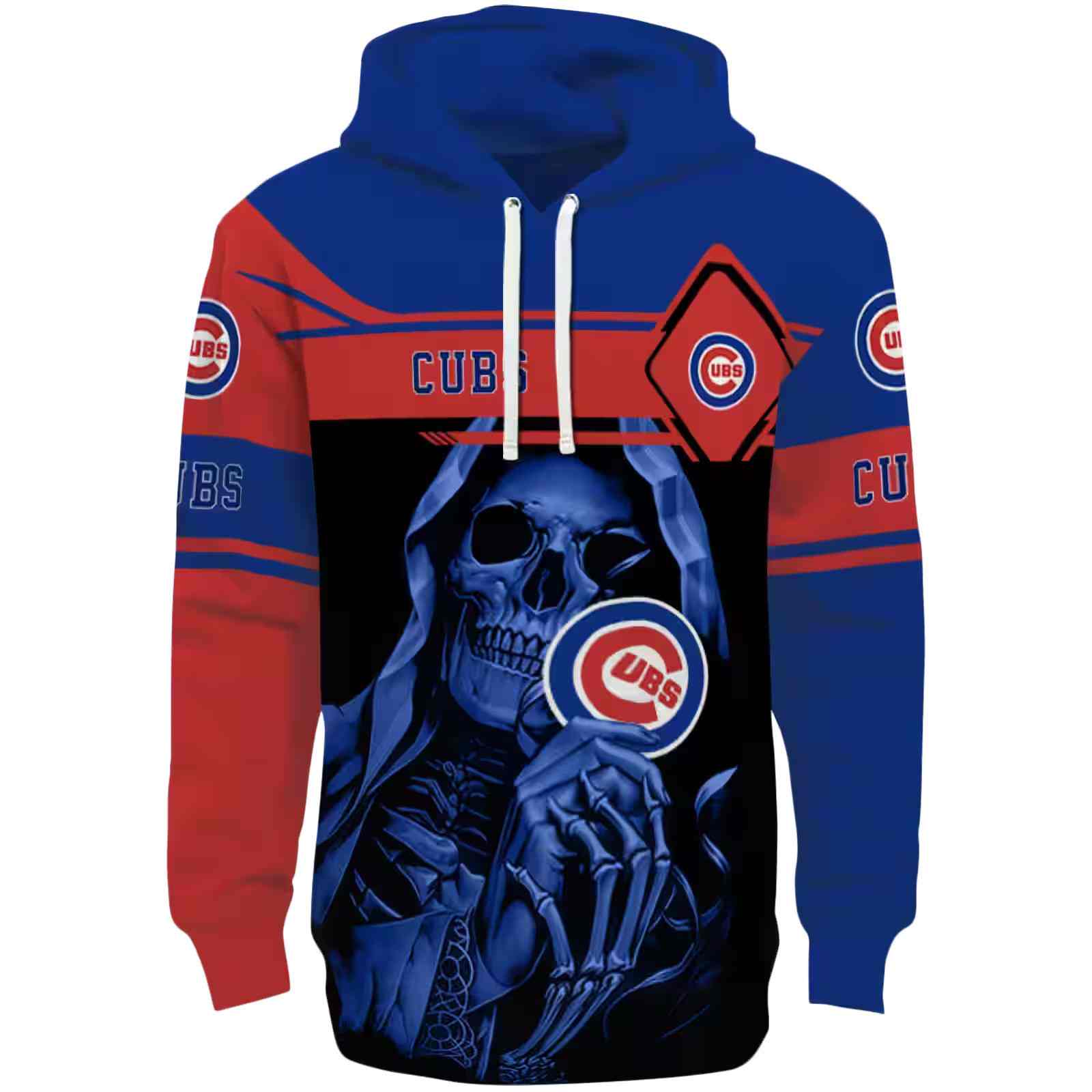 Custom Chicago Cubs Grim Reaper Blue Black Hoodie