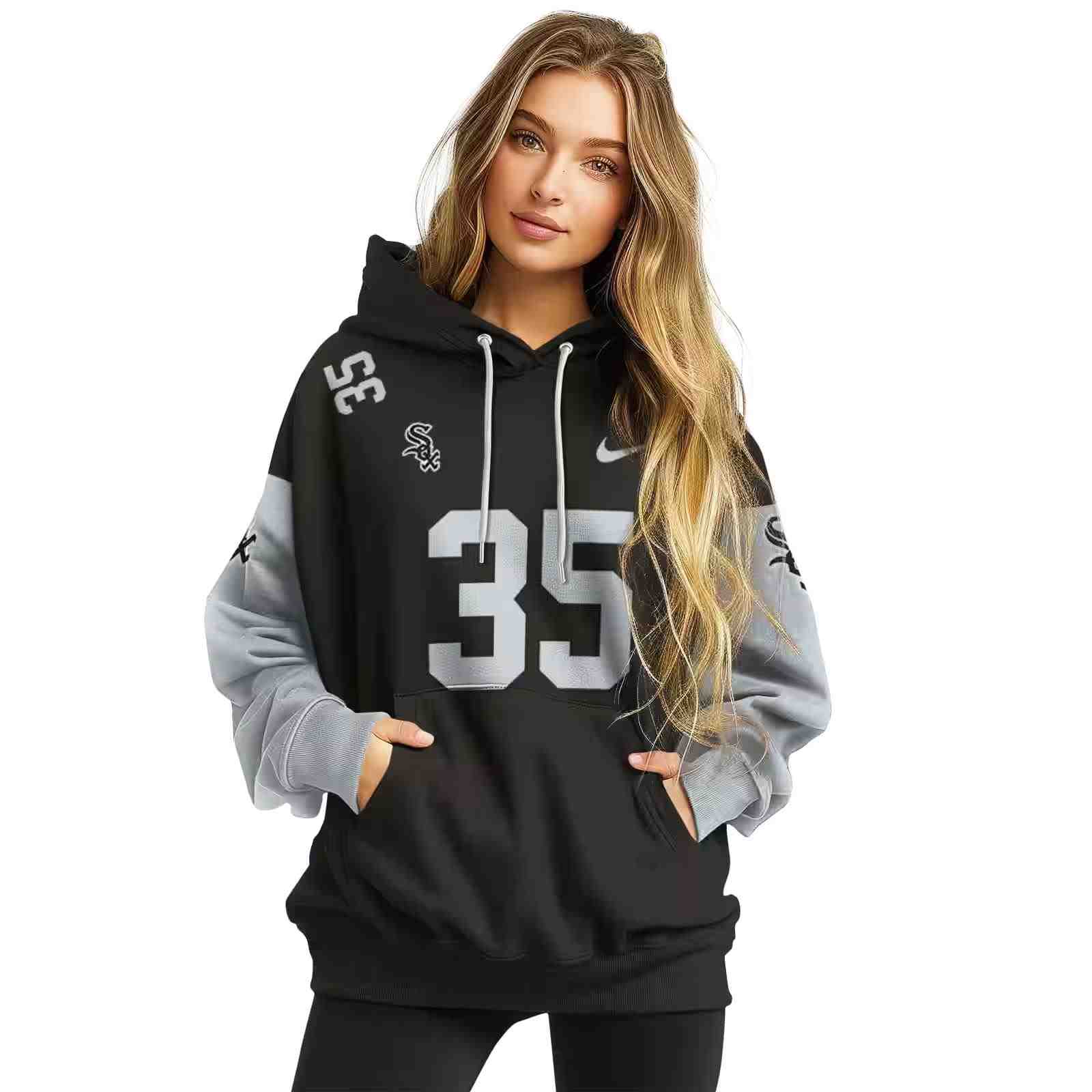 custom chicago white sox minimal design black hoodie high quality