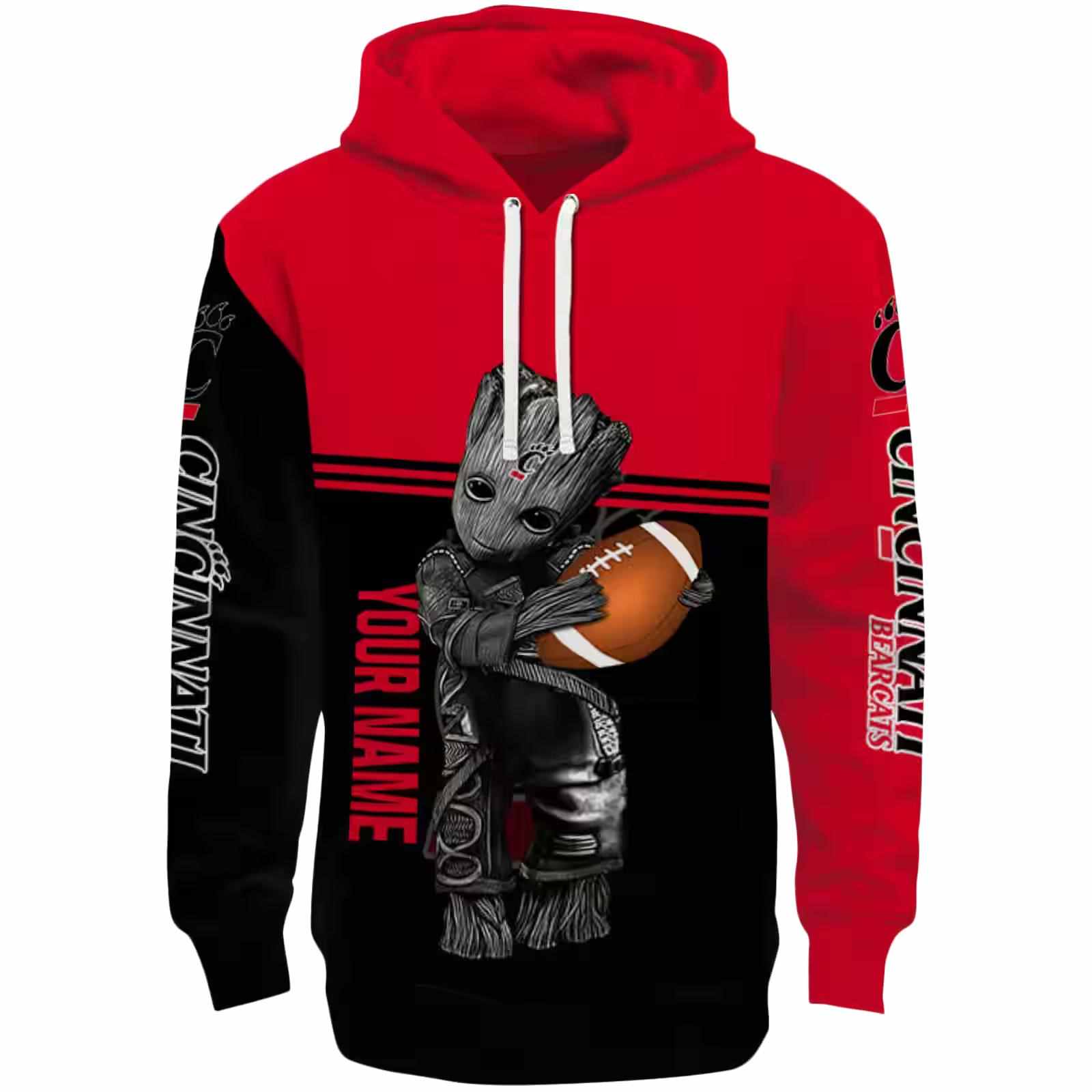 Custom Cincinnati Bearcats Baby Groot Red Black Hoodie