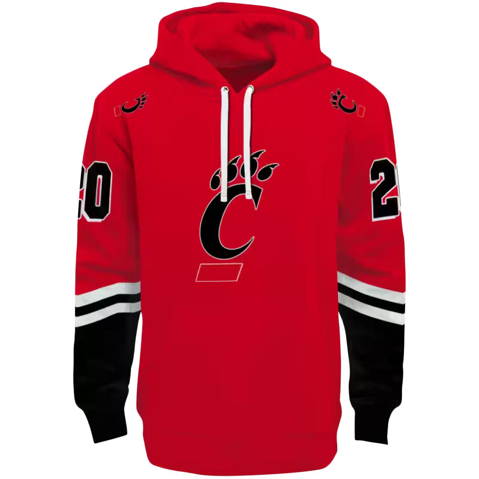 Custom Cincinnati Bearcats Striped Sleeves Red Hoodie