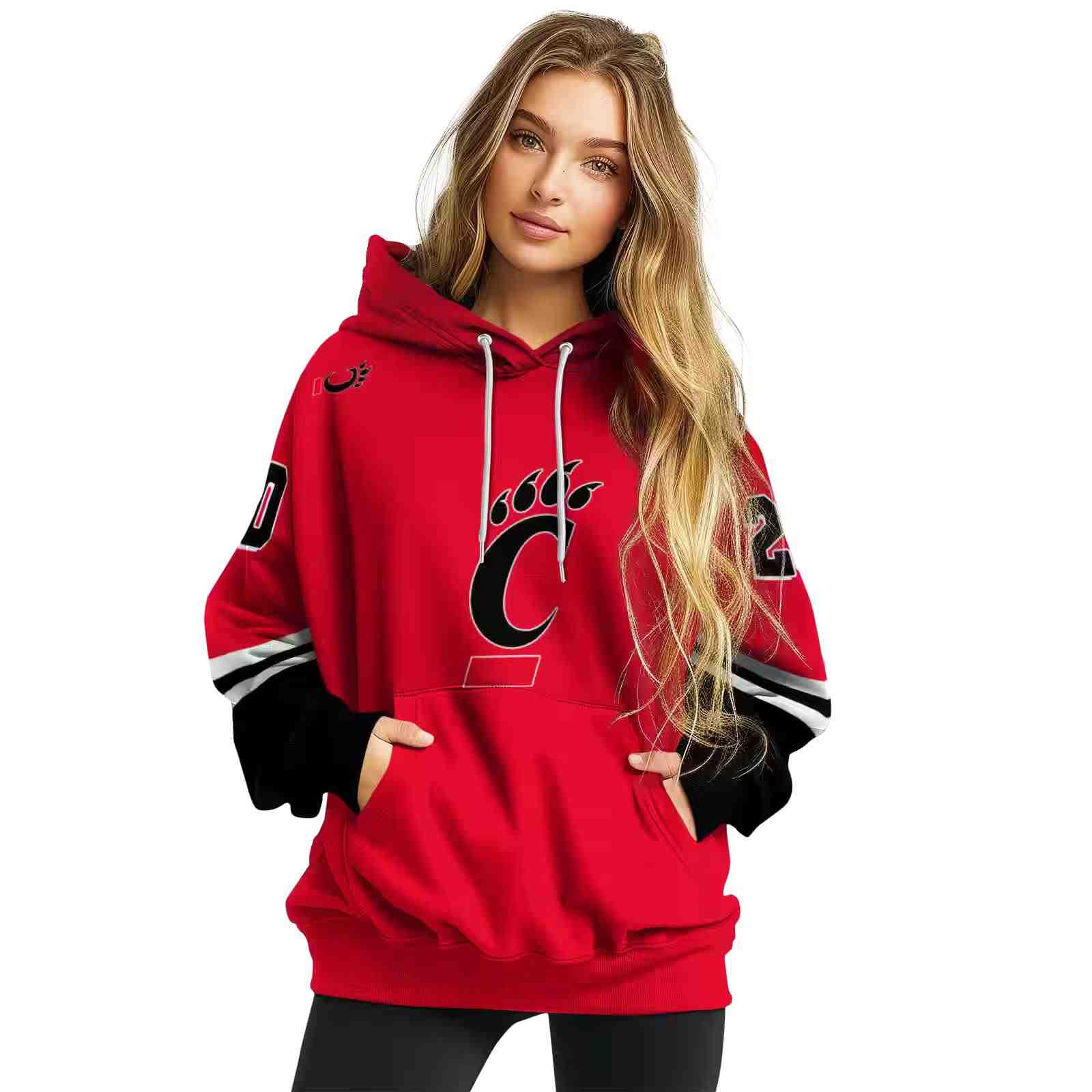 custom cincinnati bearcats striped sleeves red hoodie high quality