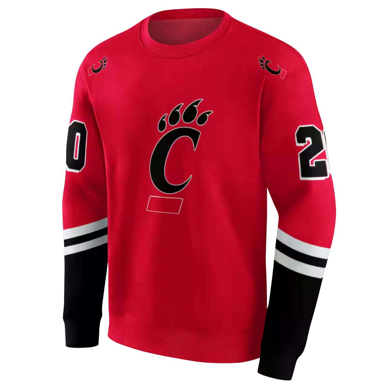 custom cincinnati bearcats striped sleeves red hoodie new arrival