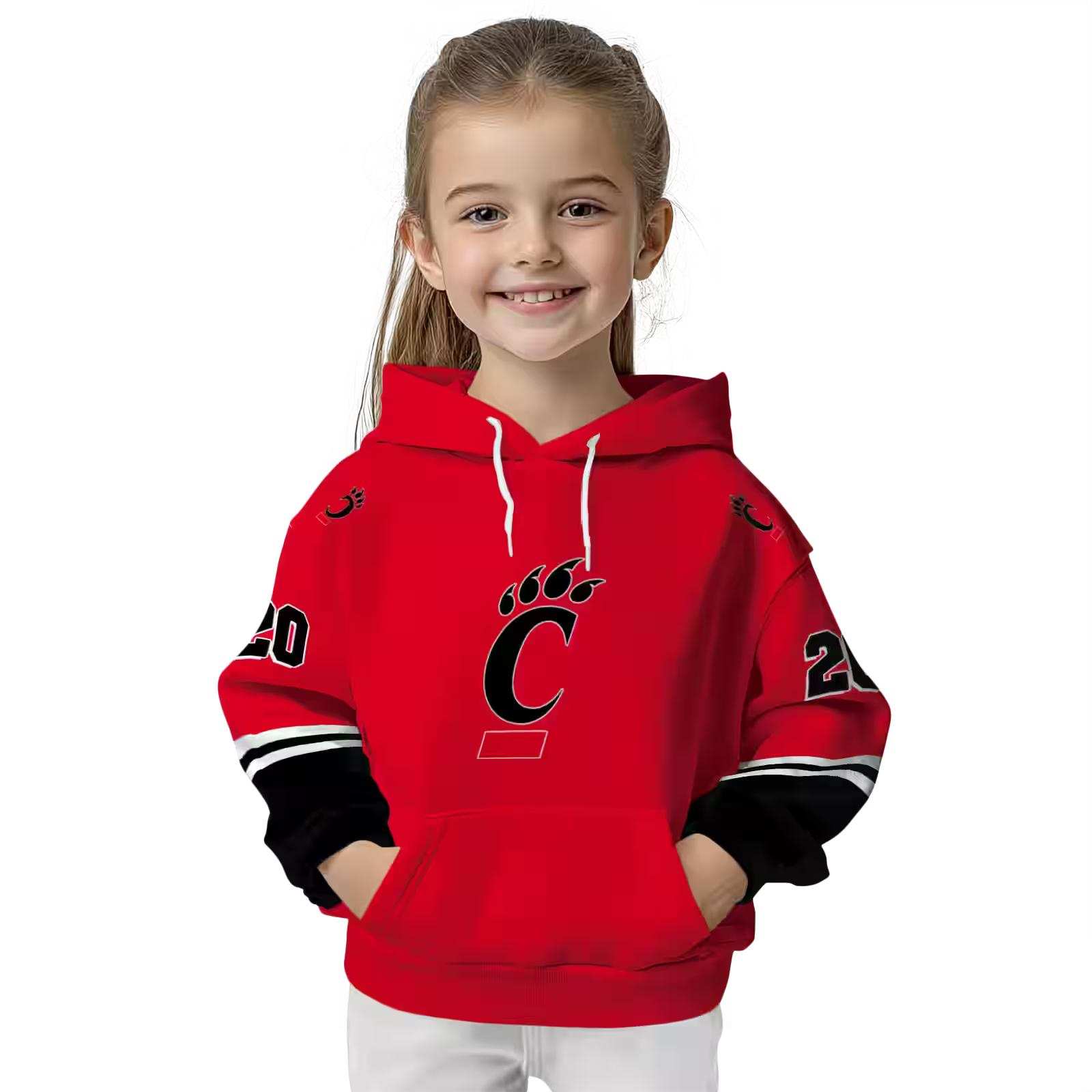 custom cincinnati bearcats striped sleeves red hoodie top rated