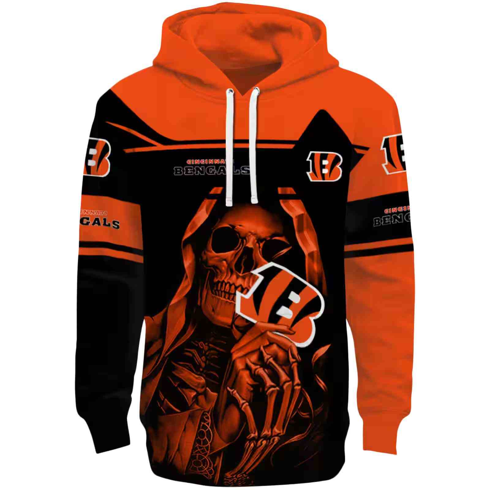 Custom Cincinnati Bengals Grim Reaper Orange Black Hoodie