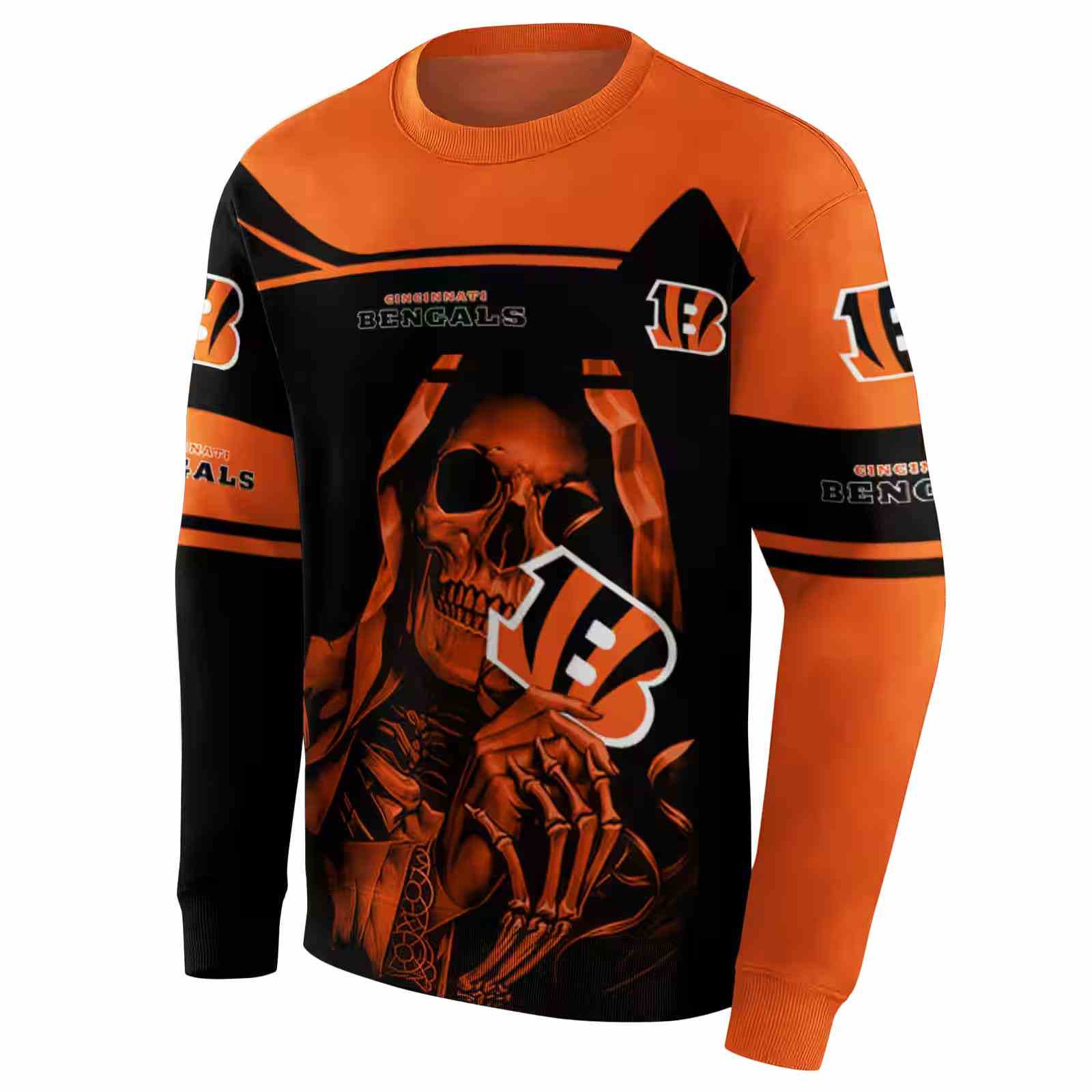 custom cincinnati bengals grim reaper orange black hoodie new arrival