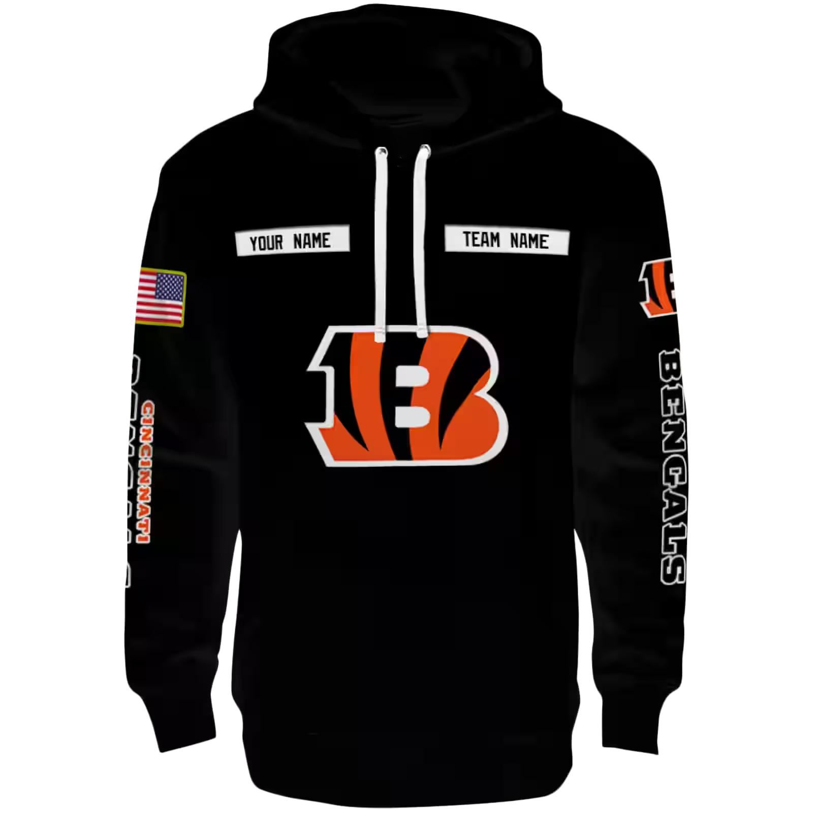 Custom Cincinnati Bengals Punisher Skull Black Hoodie