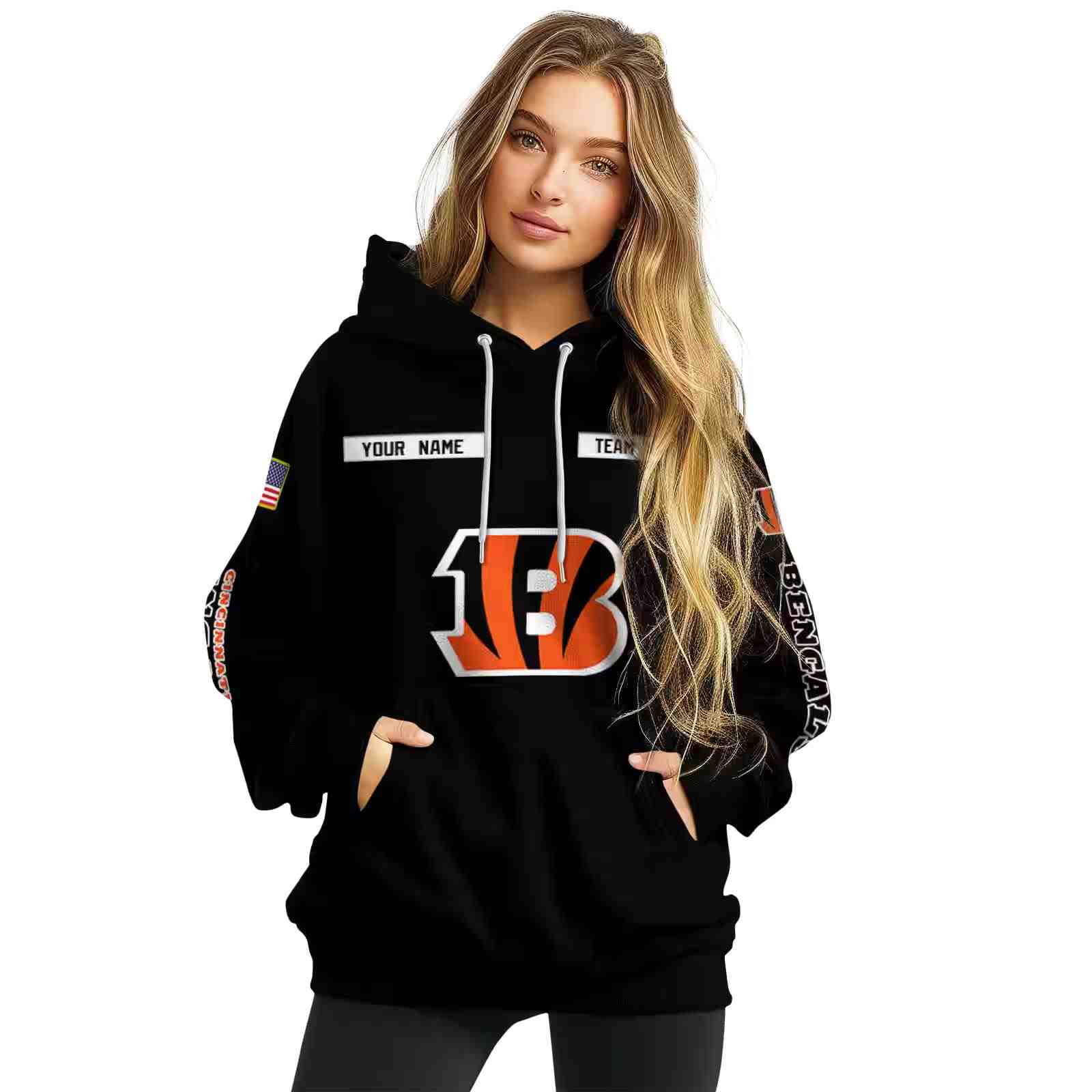 custom cincinnati bengals punisher skull black hoodie high quality