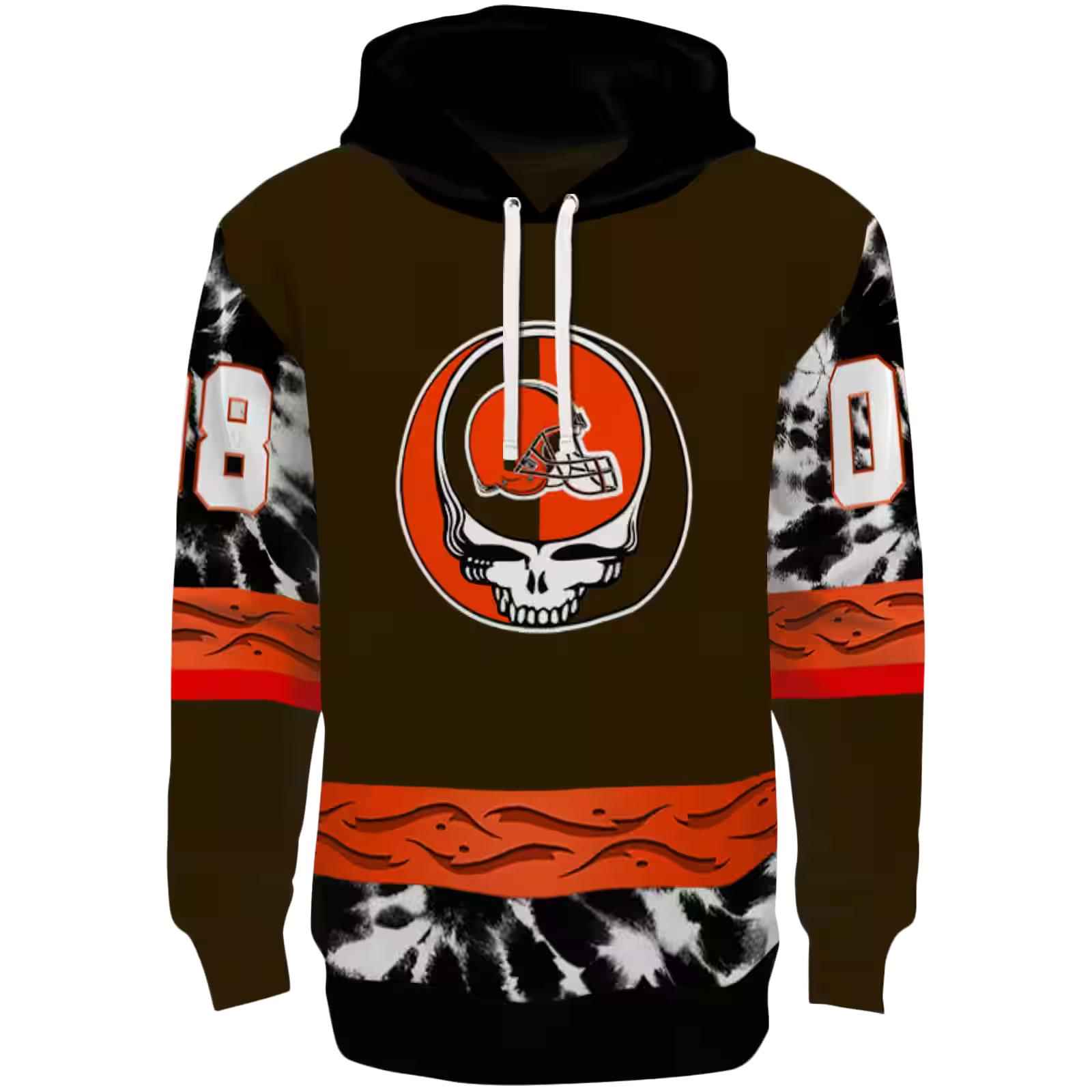 Custom Cleveland Browns Grateful Vibes Brown Hoodie