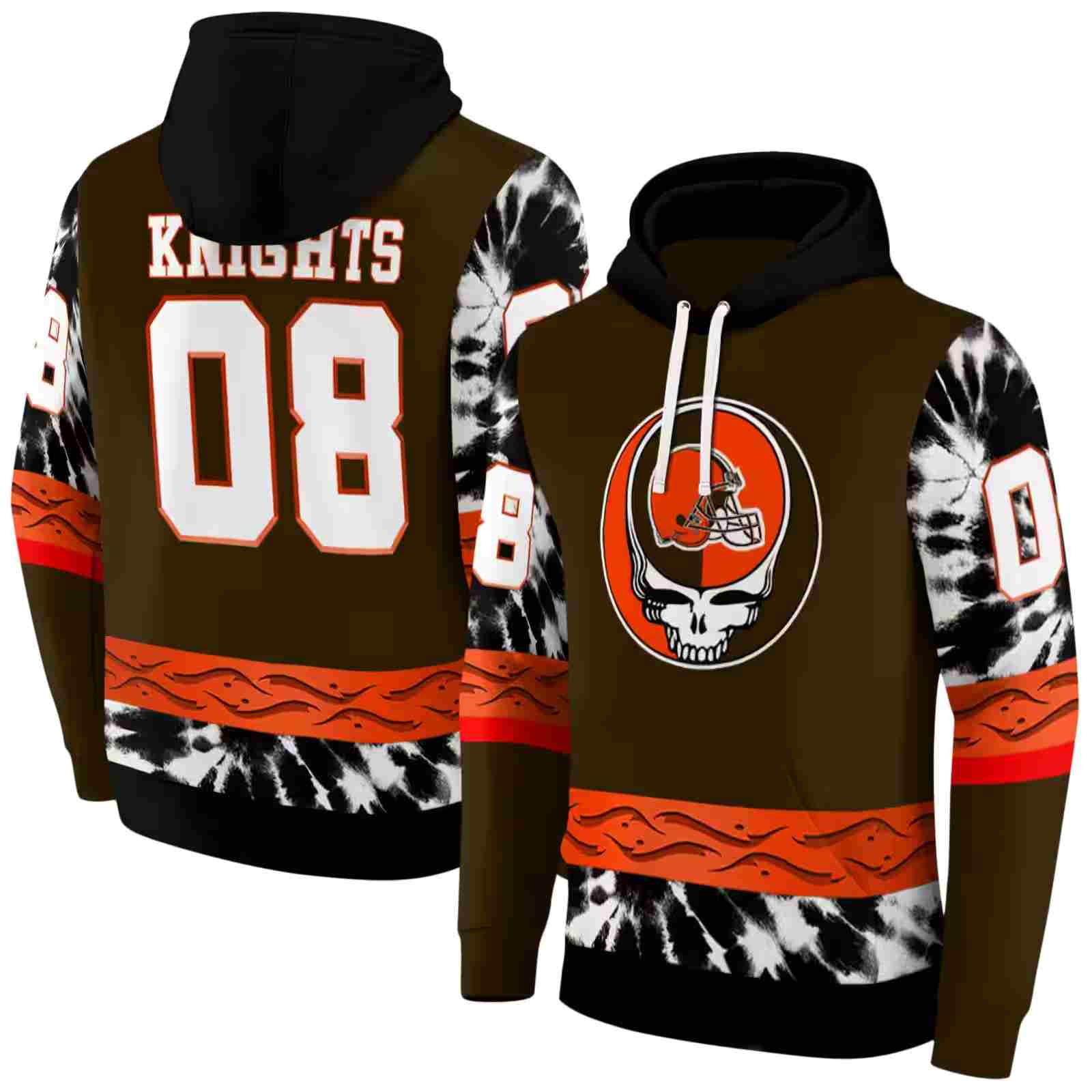 custom cleveland browns grateful vibes brown hoodie fashion forward