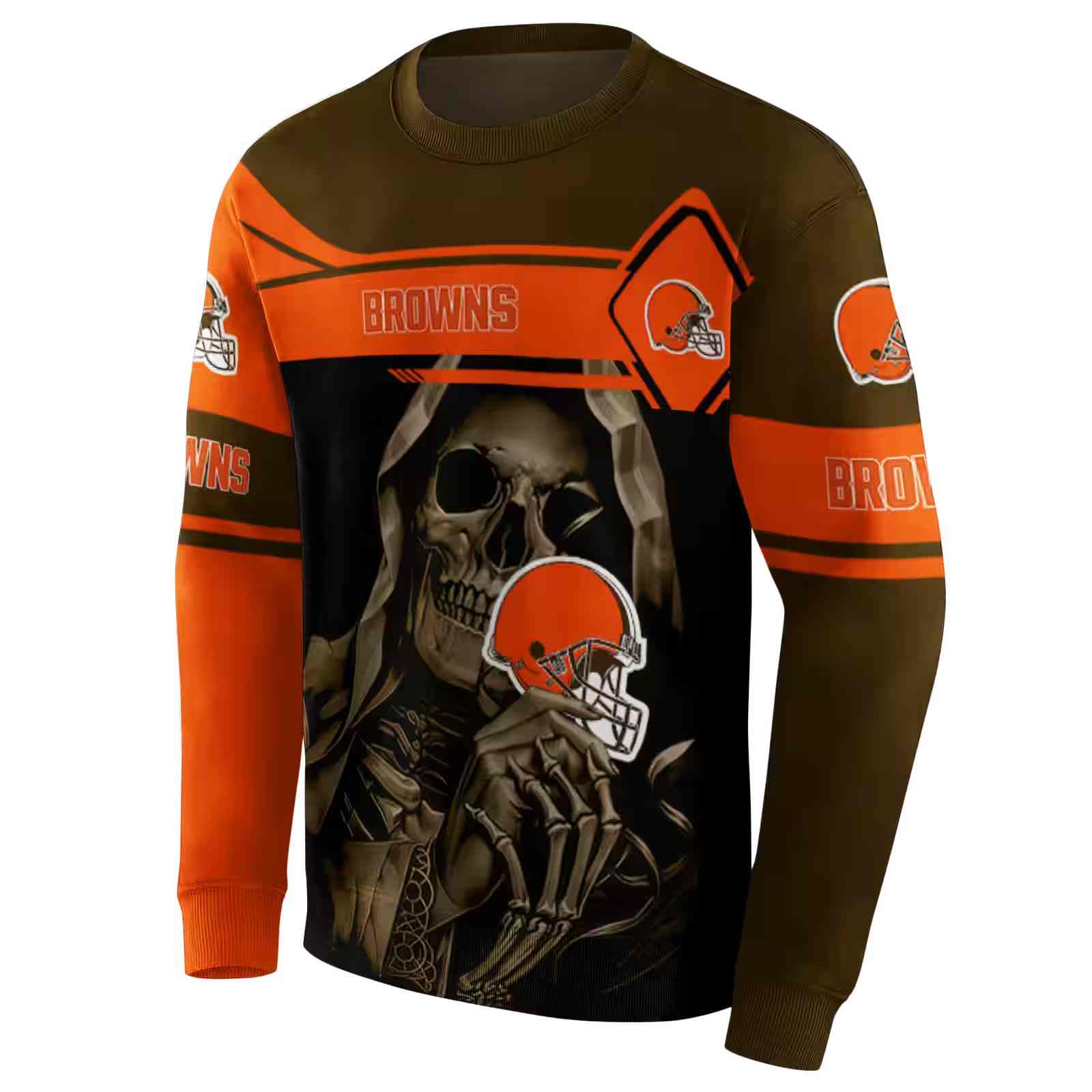 custom cleveland browns grim reaper brown black hoodie new arrival