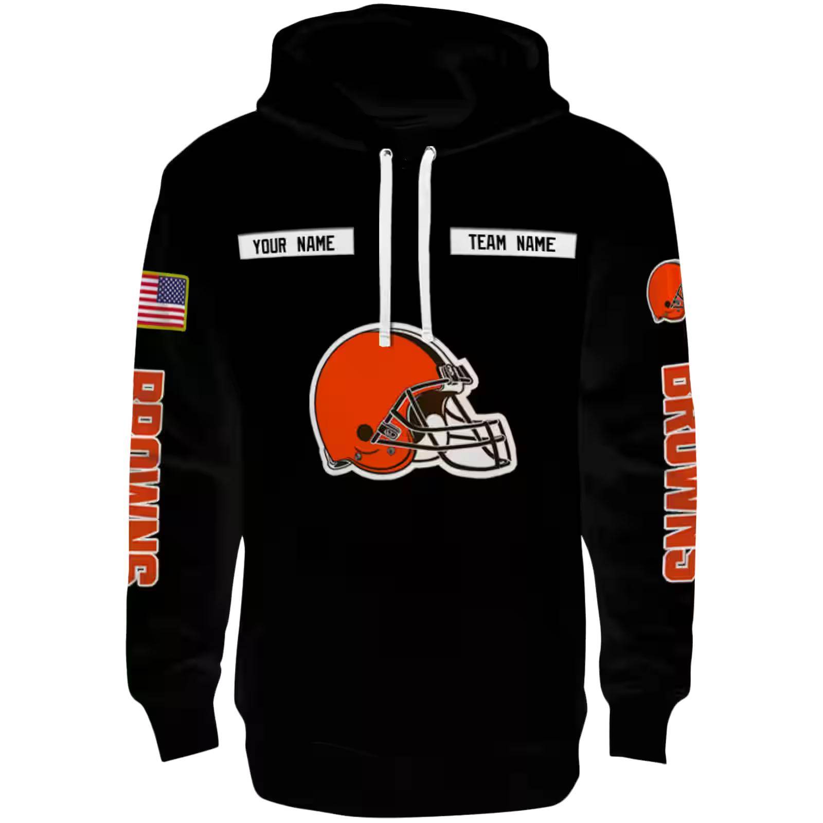 Custom Cleveland Browns Punisher Skull Black Hoodie