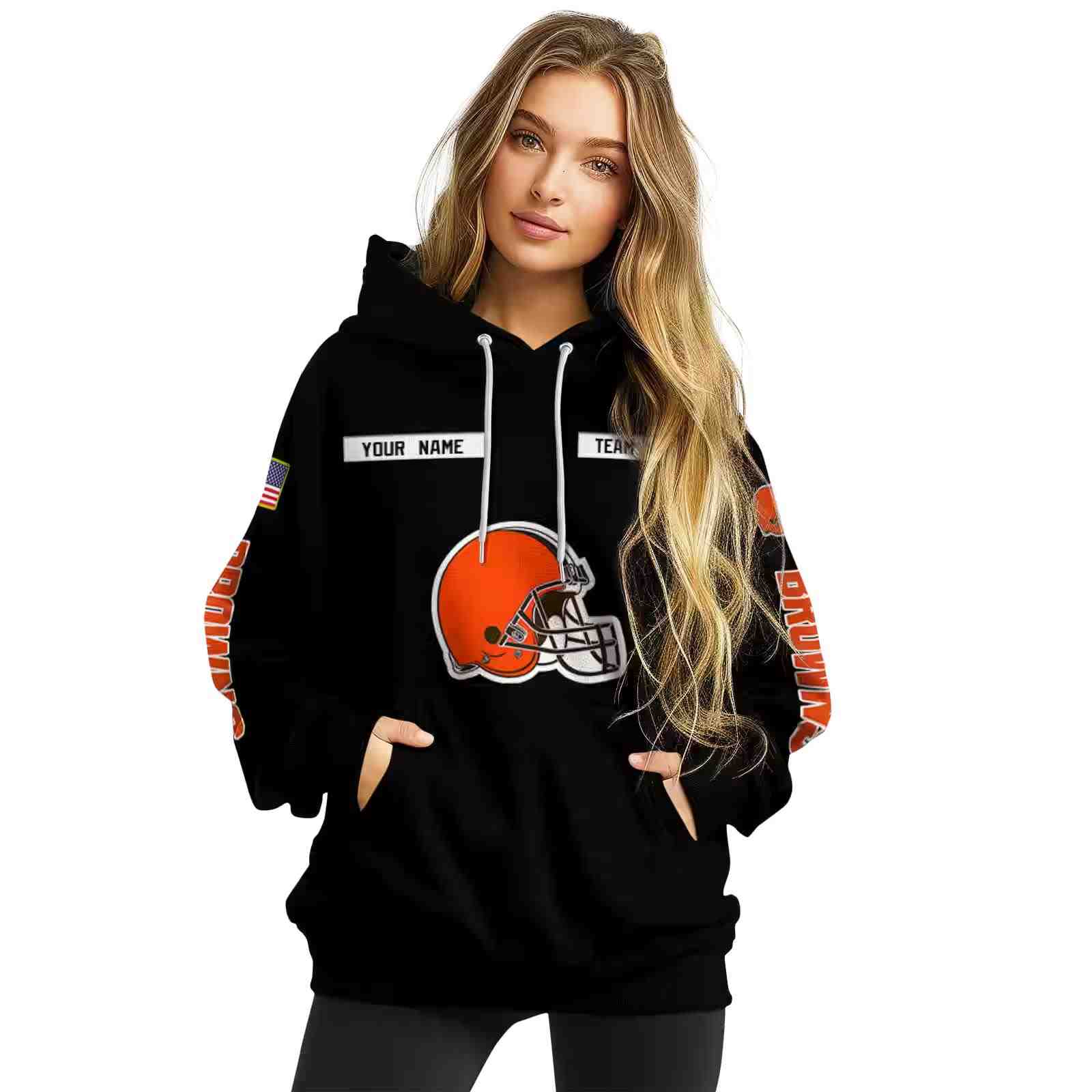 custom cleveland browns punisher skull black hoodie high quality