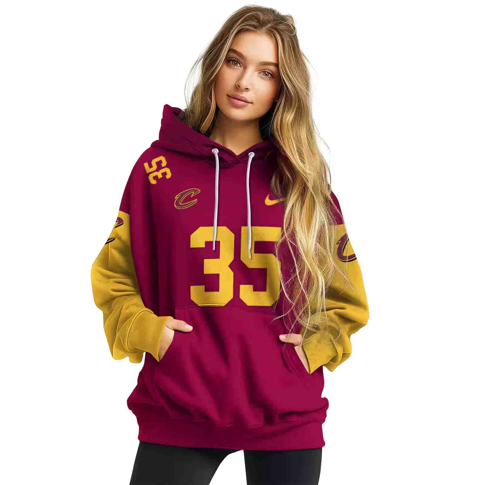 custom cleveland cavaliers minimal design wine hoodie high quality