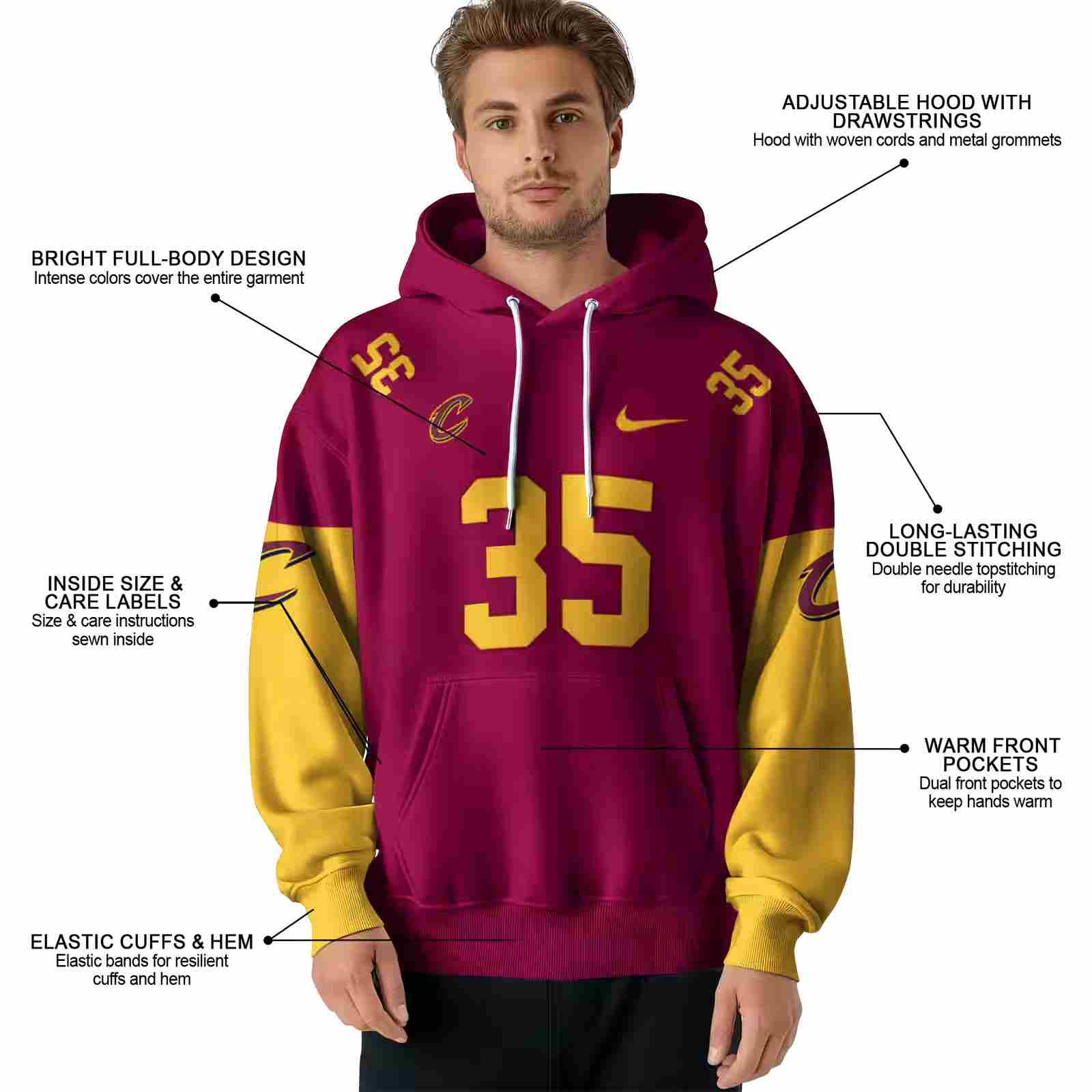 custom cleveland cavaliers minimal design wine hoodie latest model