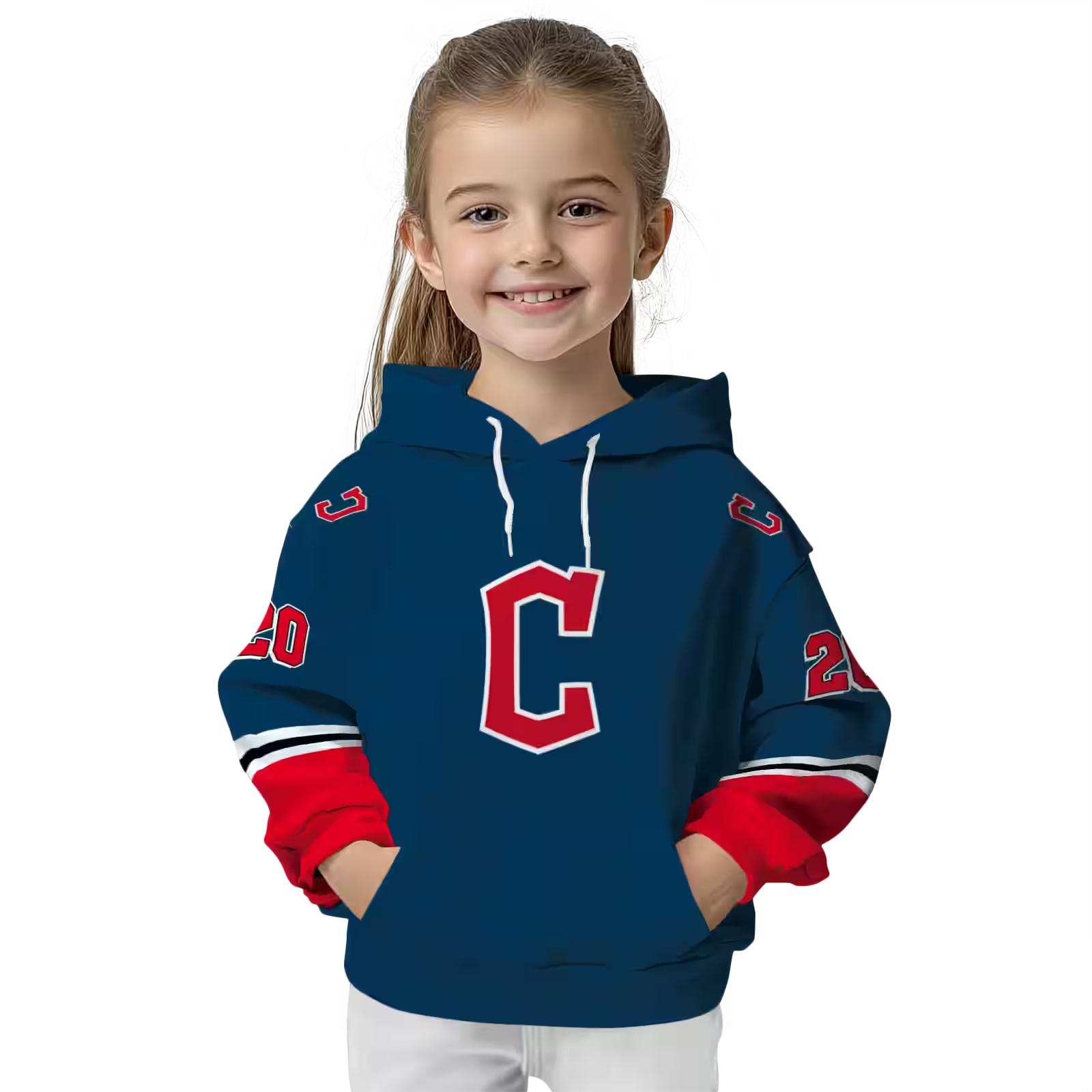 custom cleveland guardians striped sleeves navy blue hoodie top rated