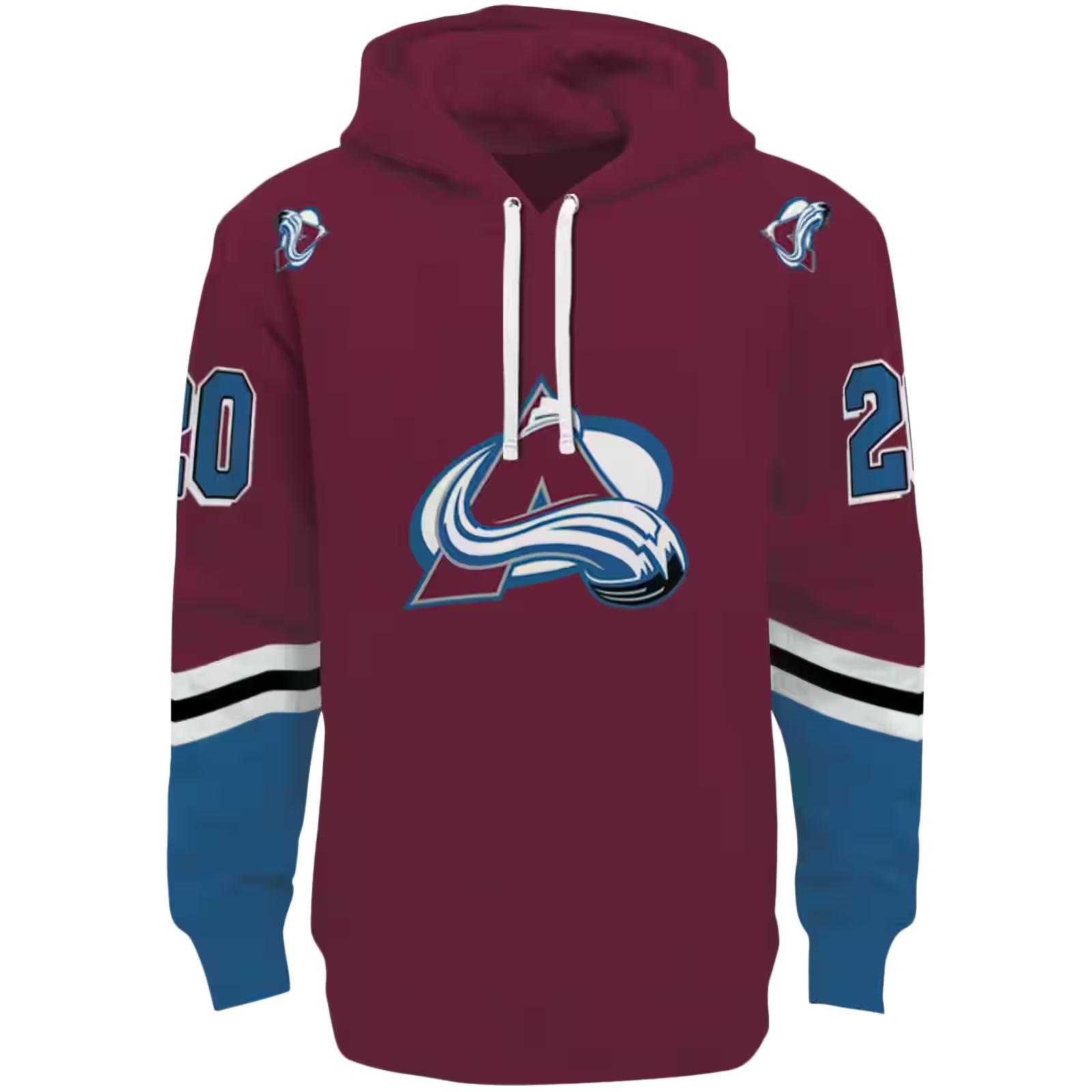 Custom Colorado Avalanche Striped Sleeves Burgundy Hoodie