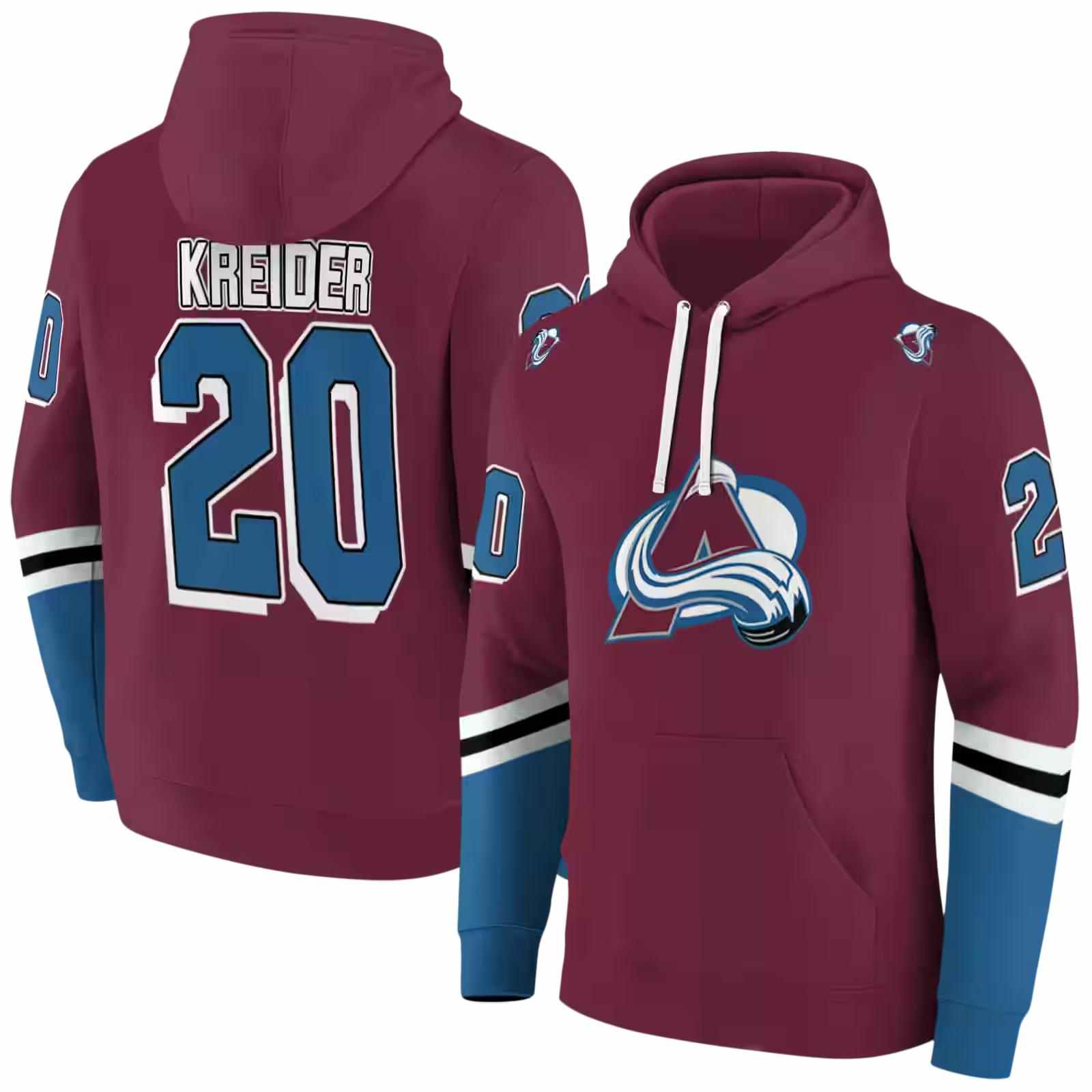 custom colorado avalanche striped sleeves burgundy hoodie fashion forward