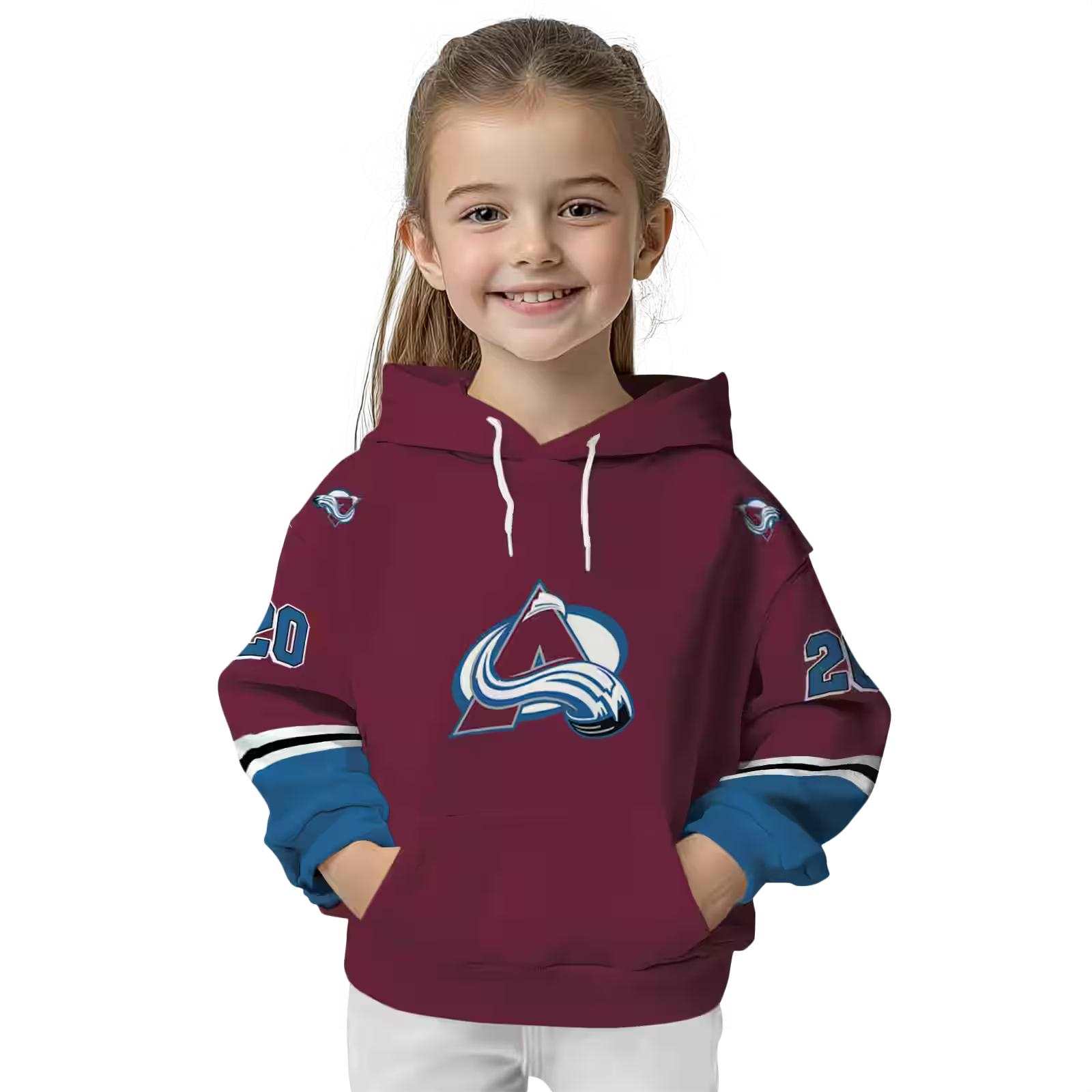 custom colorado avalanche striped sleeves burgundy hoodie top rated