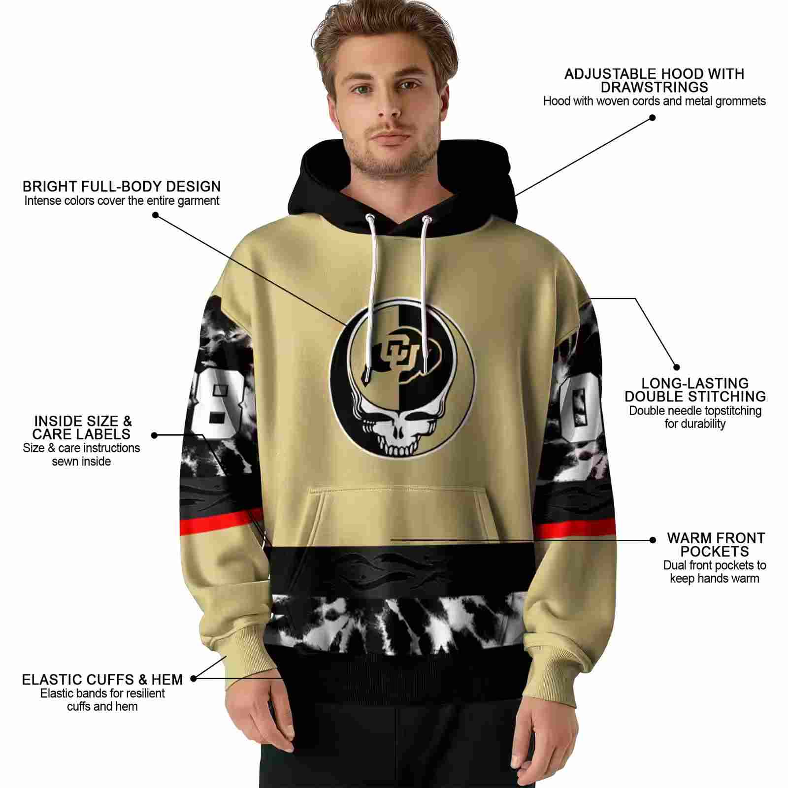 custom colorado buffaloes grateful vibes gold hoodie latest model