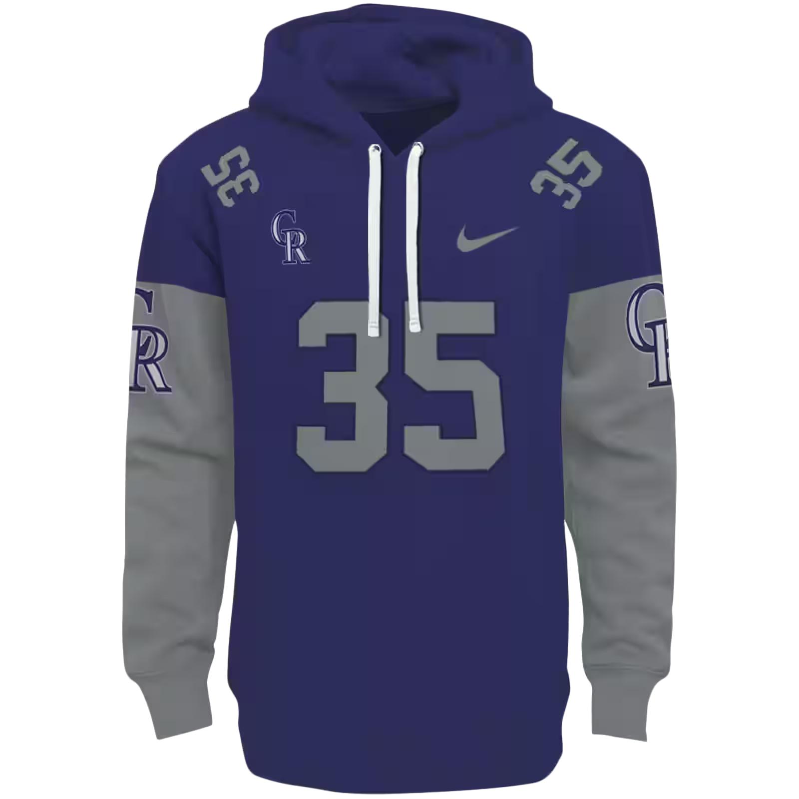 Custom Colorado Rockies Minimal Design Blue Hoodie