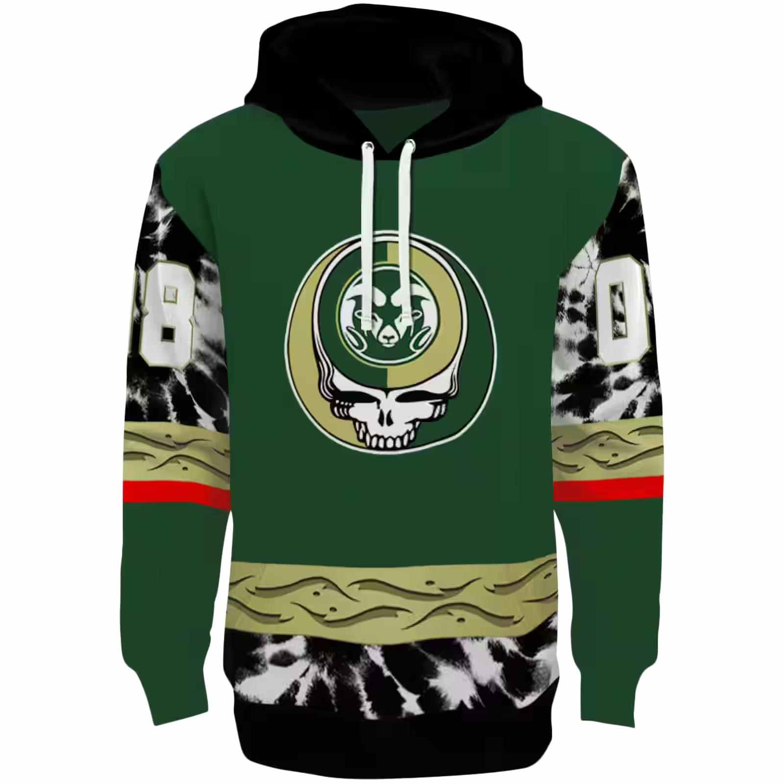 Custom Colorado State Rams Grateful Vibes Green Hoodie