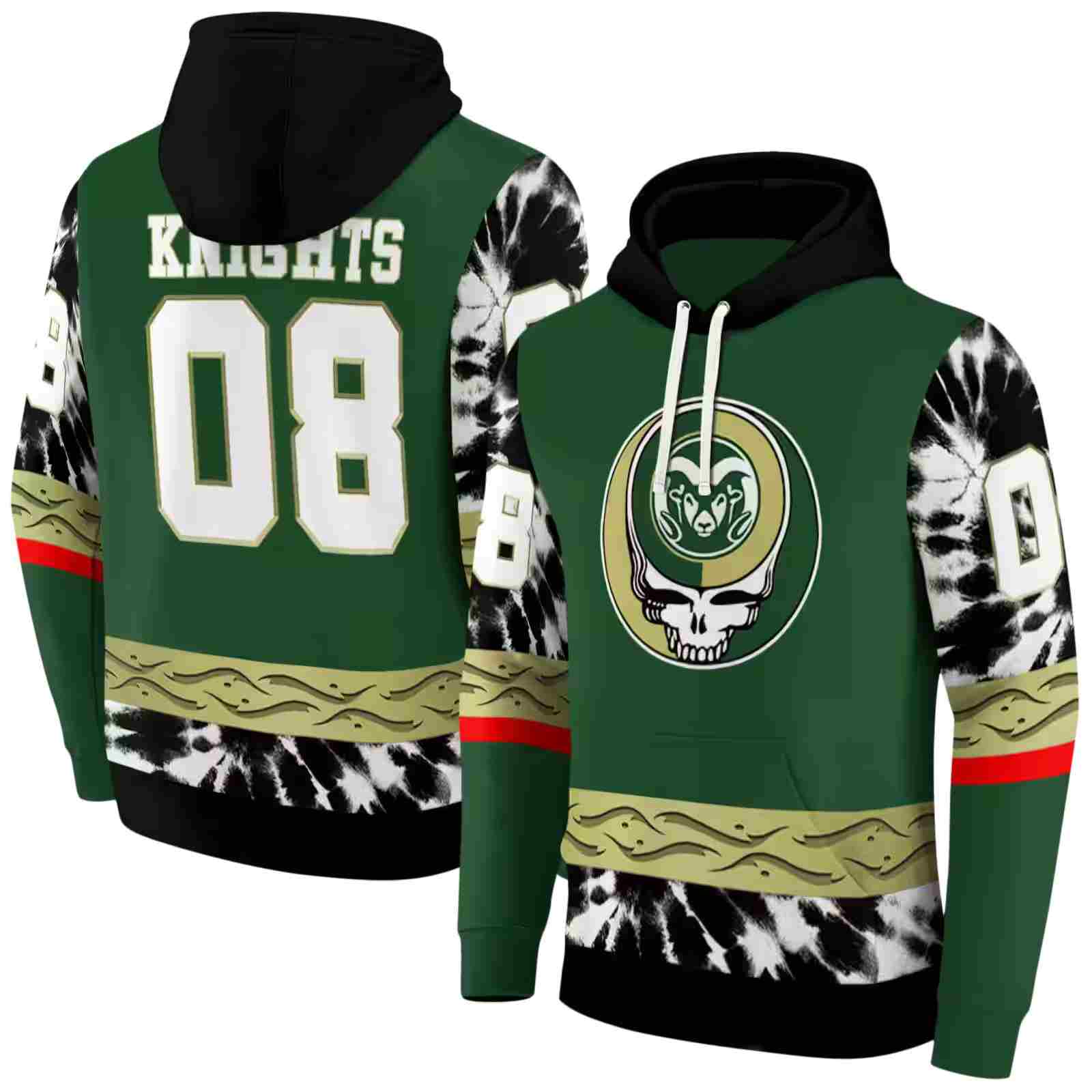 custom colorado state rams grateful vibes green hoodie fashion forward