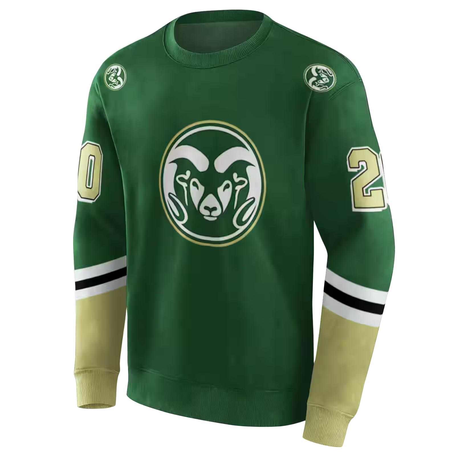 custom colorado state rams striped sleeves green hoodie new arrival