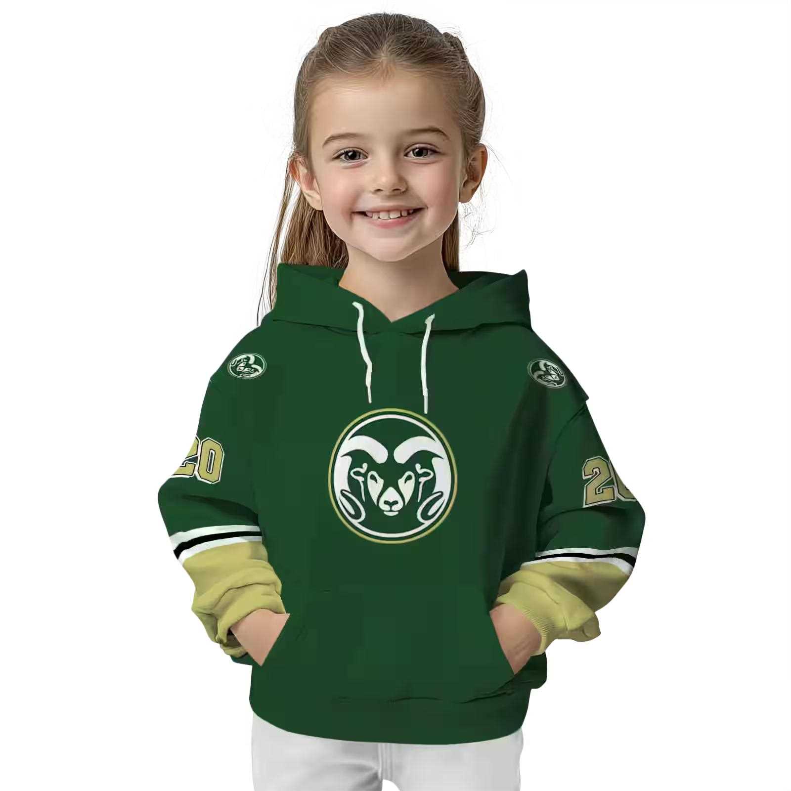 custom colorado state rams striped sleeves green hoodie top rated