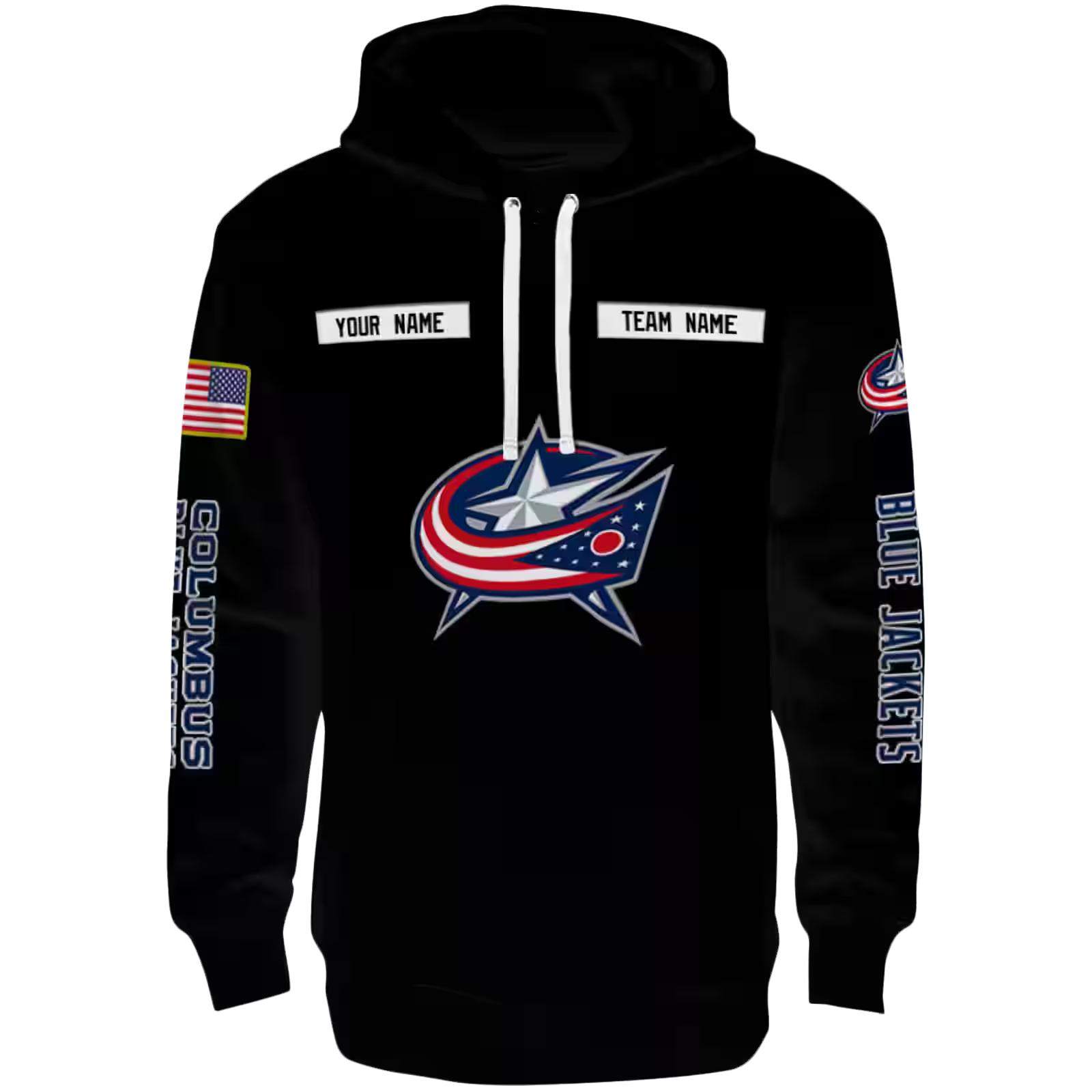 Custom Columbus Blue Jackets Punisher Skull Black Hoodie