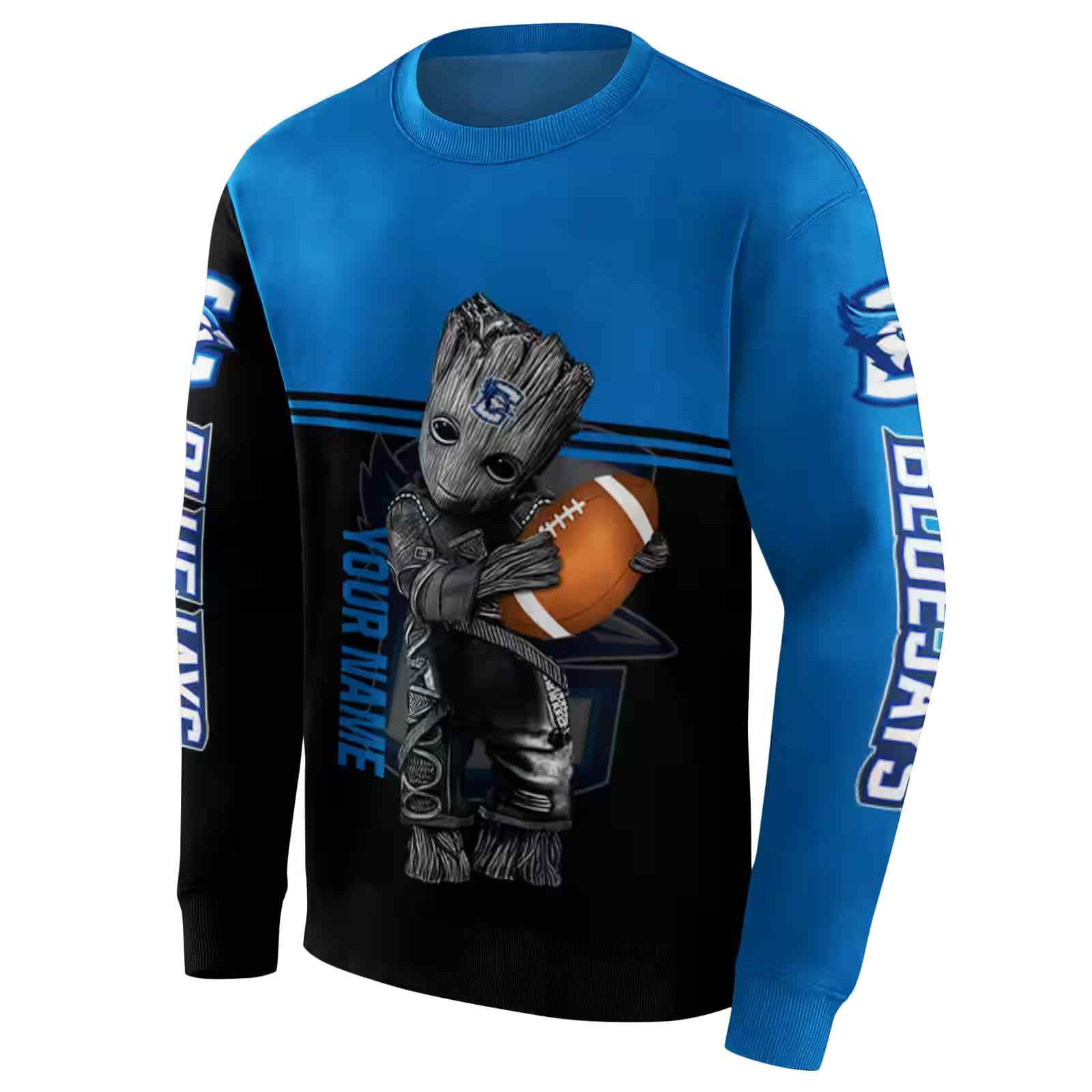 custom creighton bluejays baby groot blue black hoodie new arrival