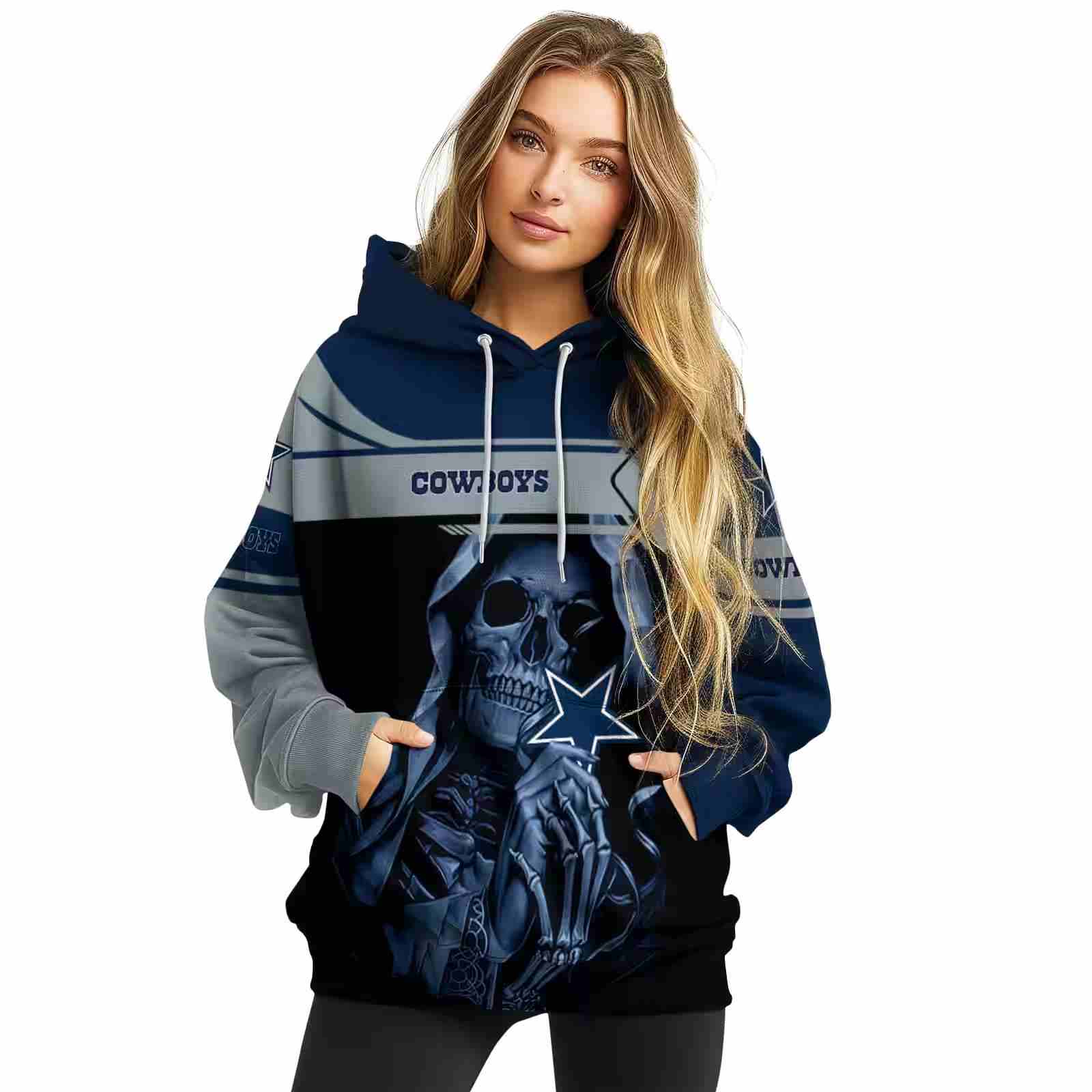 custom dallas cowboys grim reaper blue black hoodie high quality