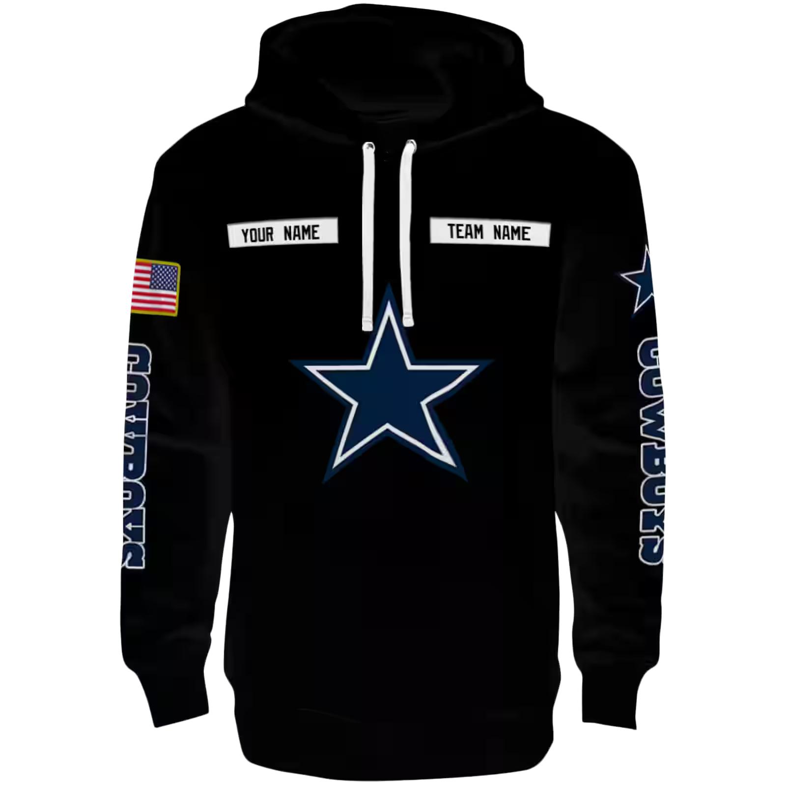 Custom Dallas Cowboys Punisher Skull Black Hoodie