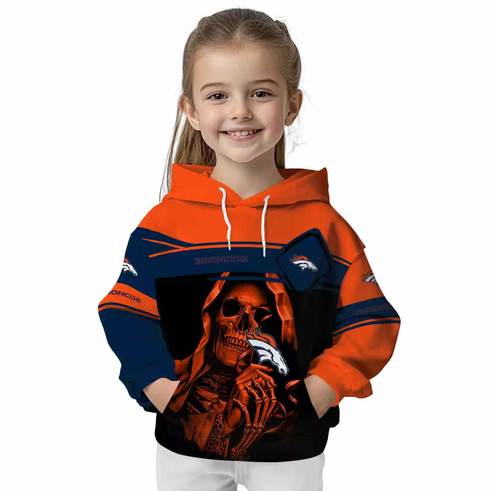 custom denver broncos grim reaper orange black hoodie top rated