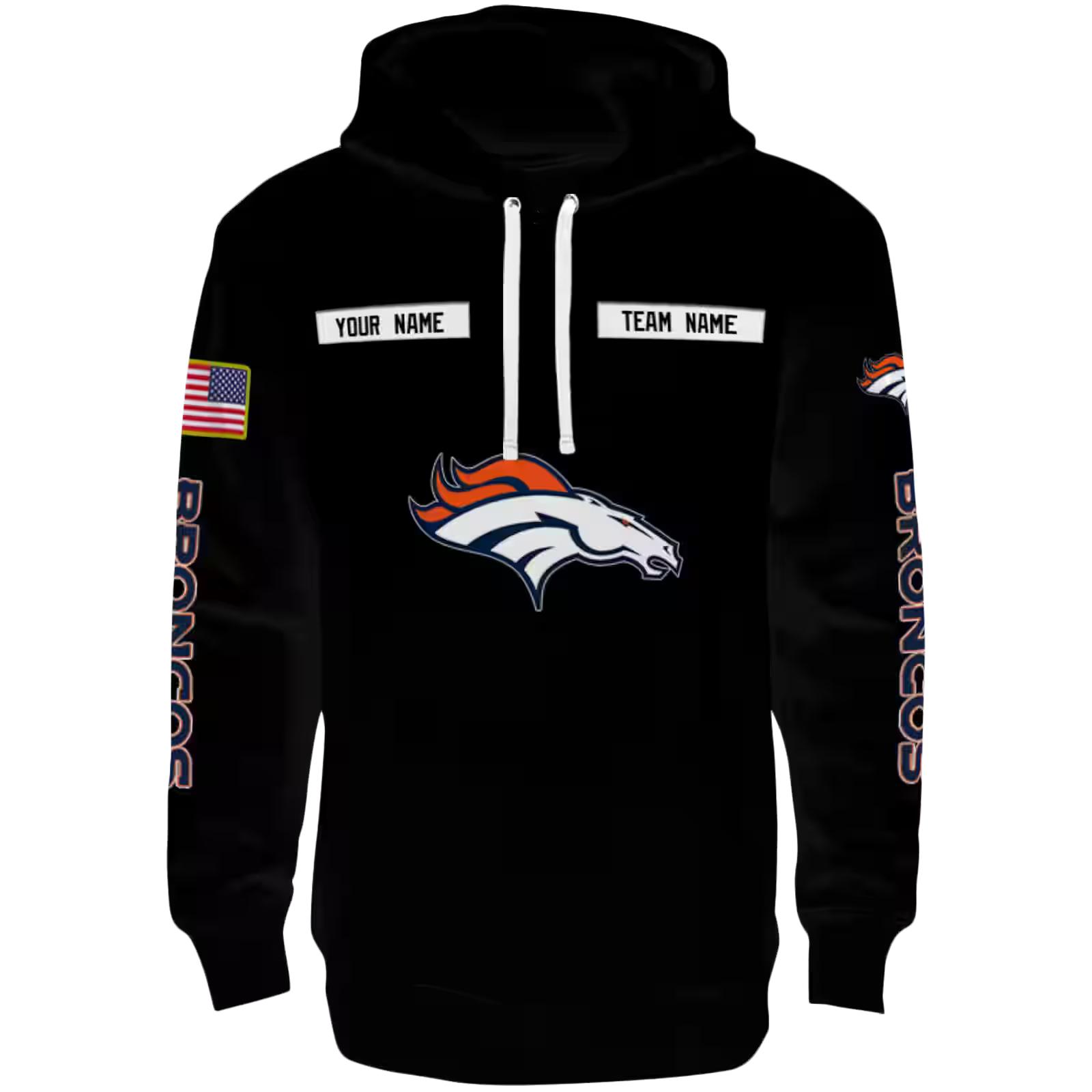 Custom Denver Broncos Punisher Skull Black Hoodie