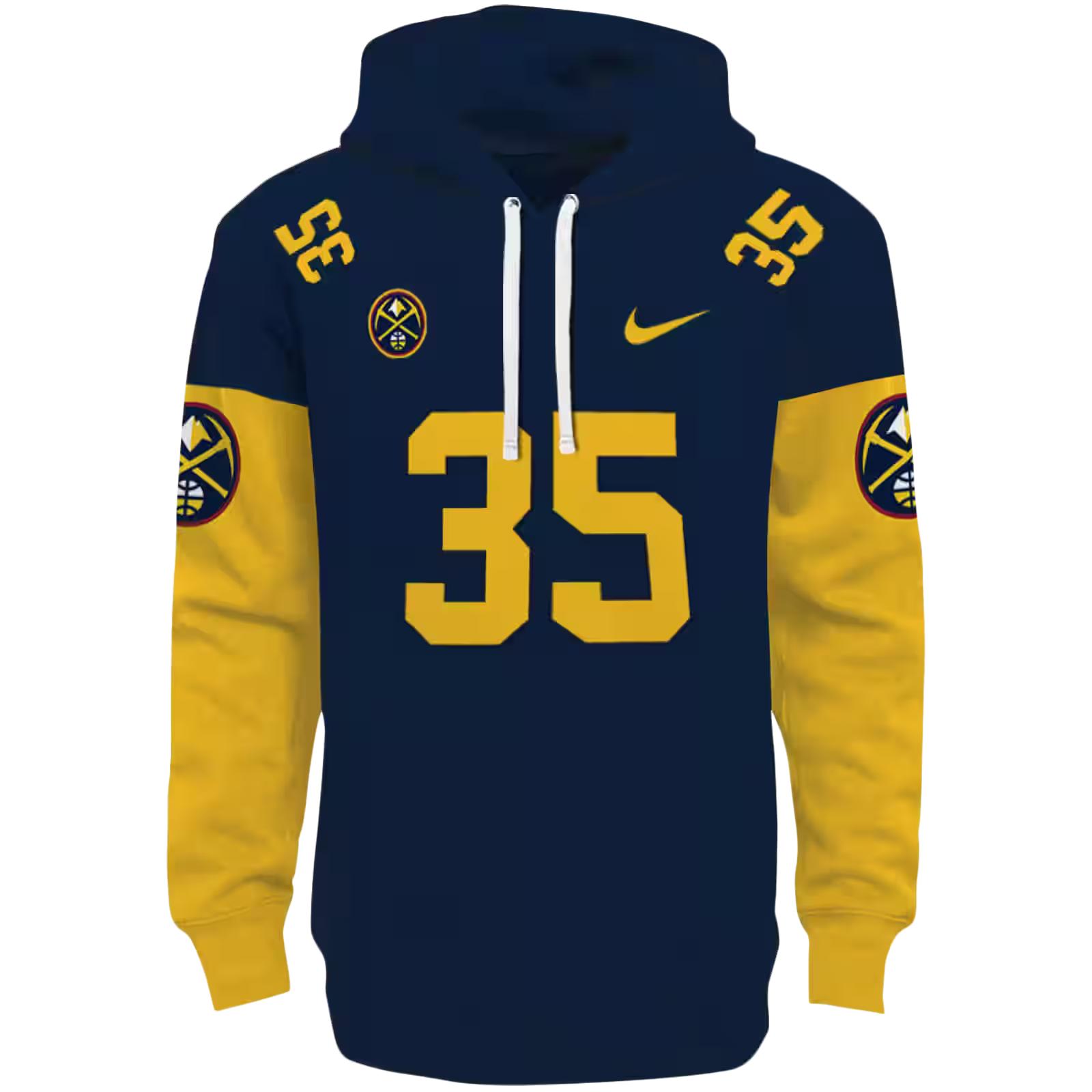 Custom Denver Nuggets Minimal Design Blue Hoodie