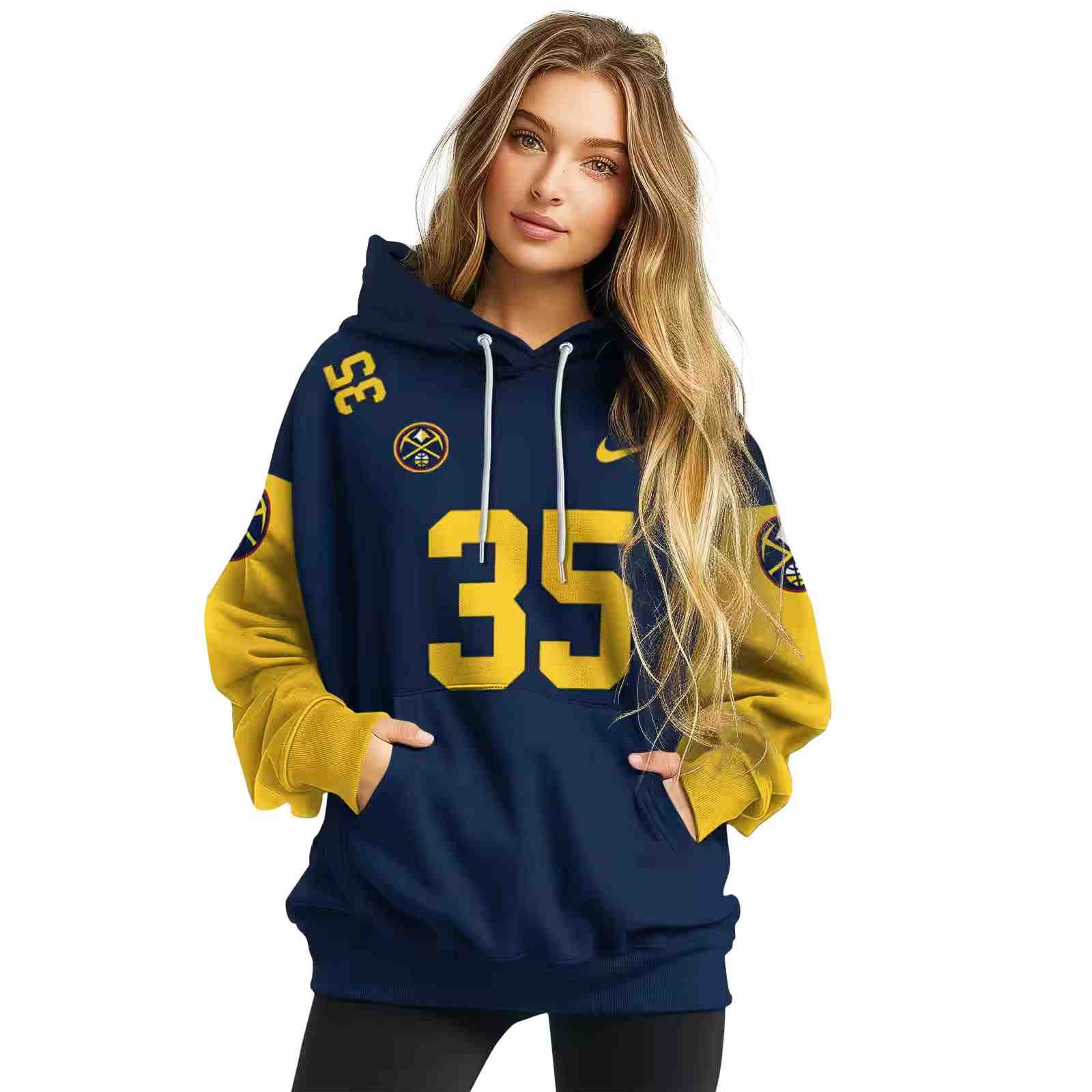 custom denver nuggets minimal design blue hoodie high quality