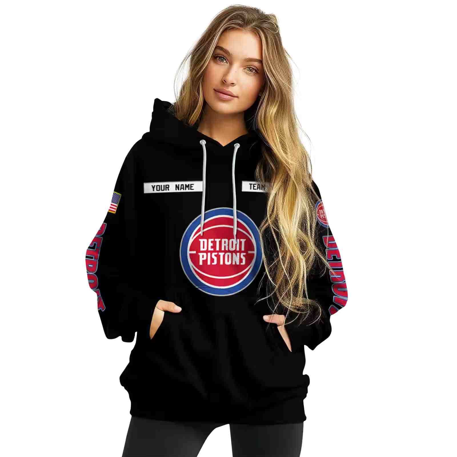 custom detroit pistons punisher skull black hoodie high quality