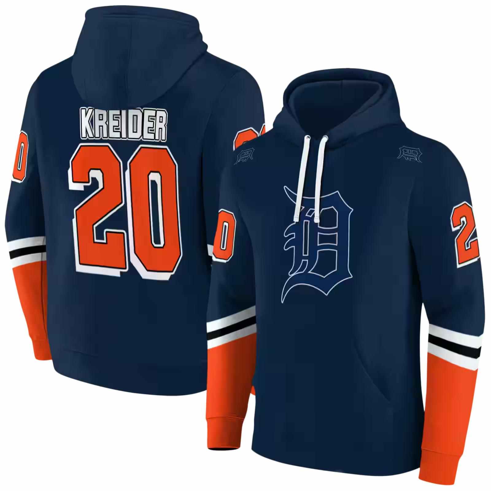 custom detroit tigers striped sleeves navy hoodie fashion forward