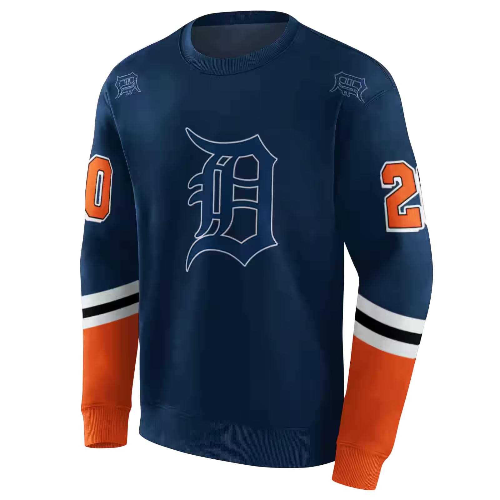 custom detroit tigers striped sleeves navy hoodie new arrival