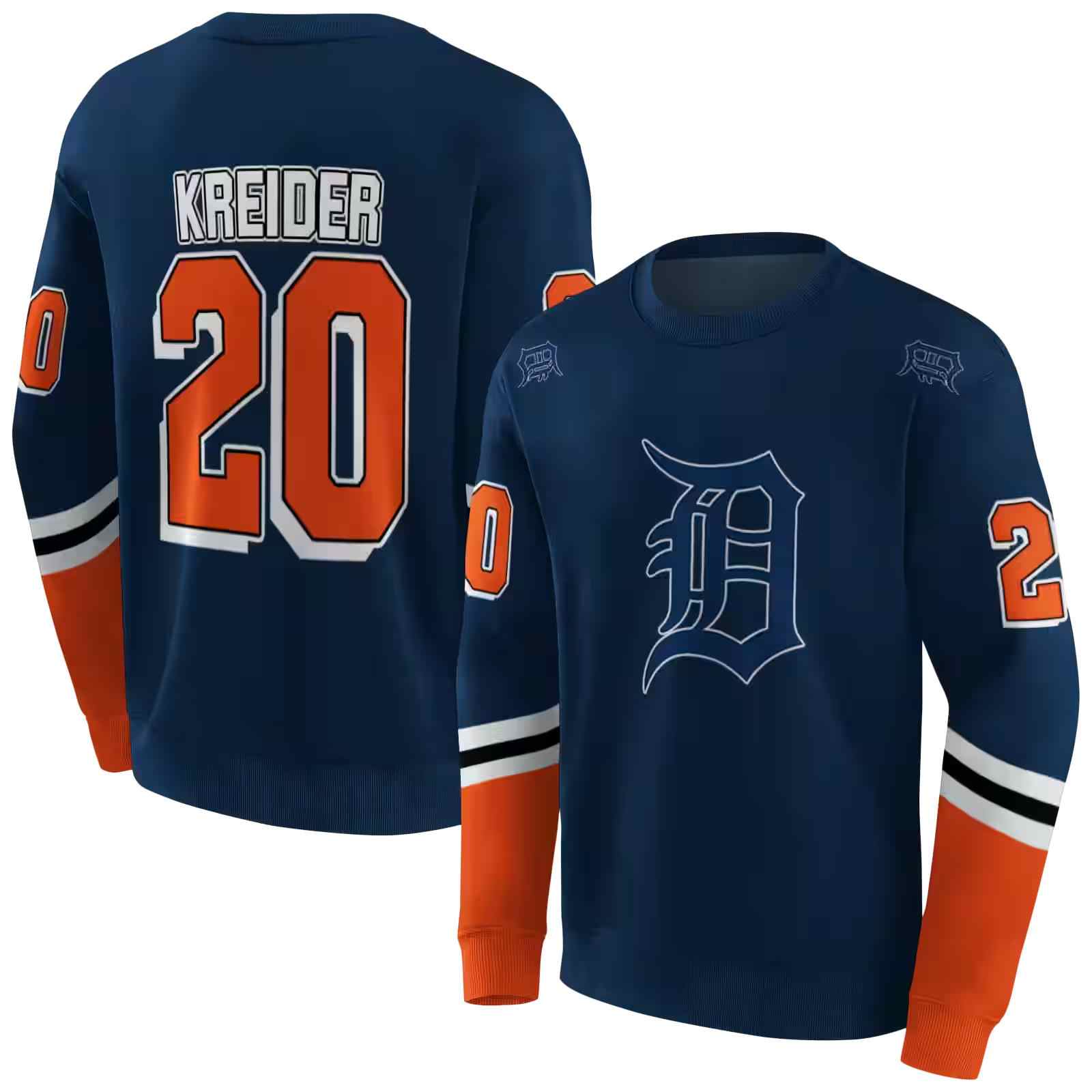 custom detroit tigers striped sleeves navy hoodie premium grade