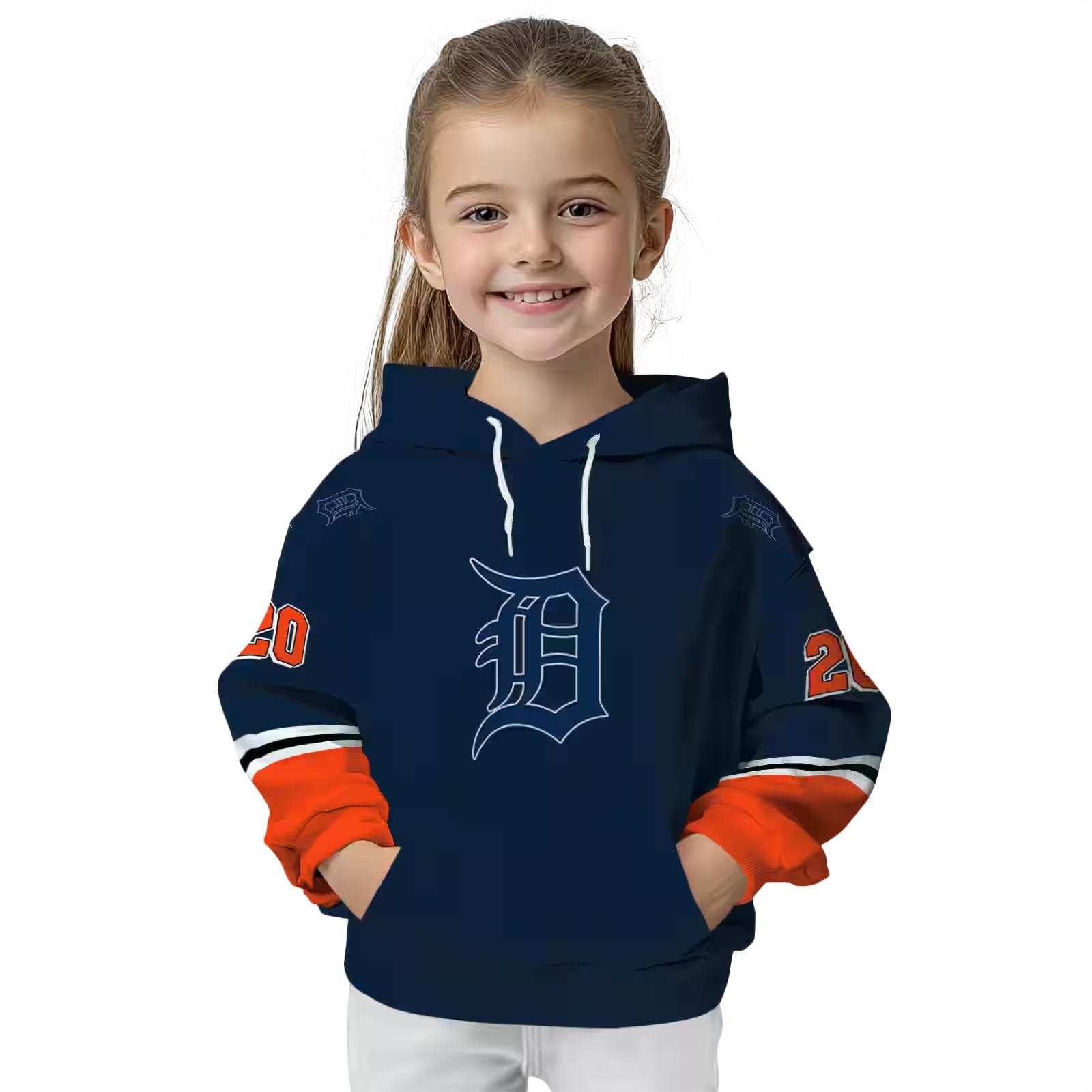 custom detroit tigers striped sleeves navy hoodie top rated