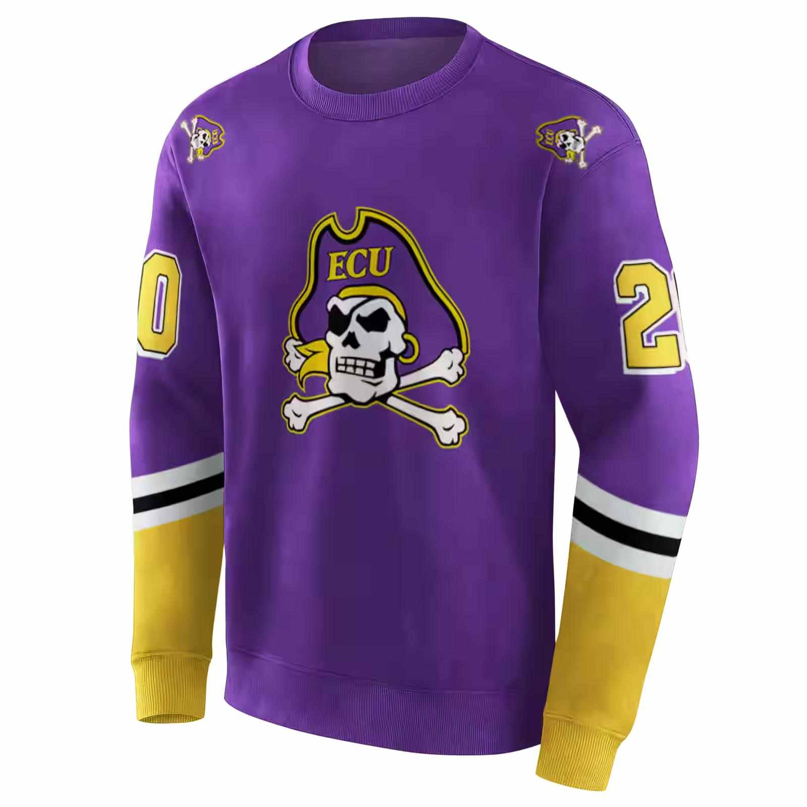 custom east carolina pirates striped sleeves purple hoodie new arrival