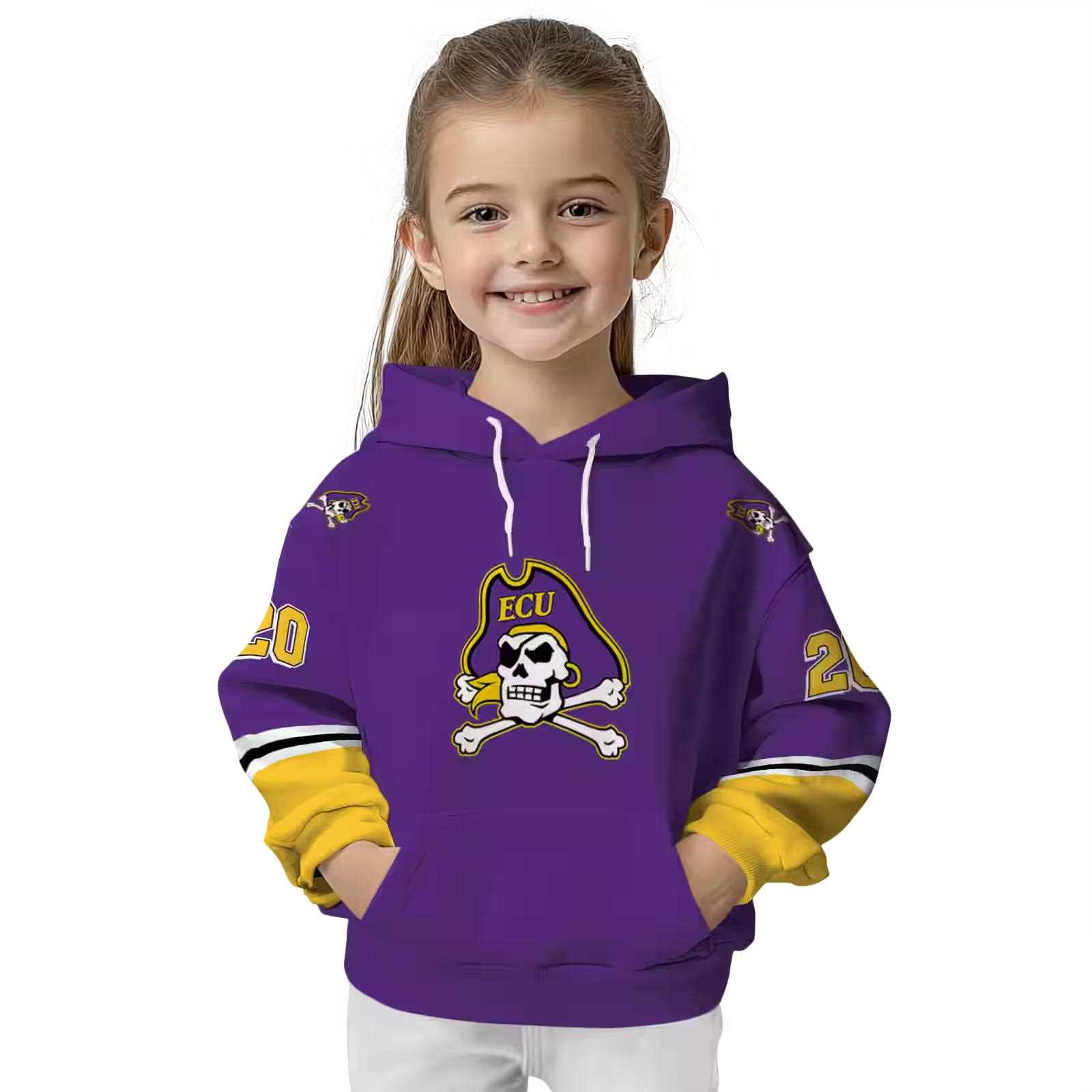 custom east carolina pirates striped sleeves purple hoodie top rated