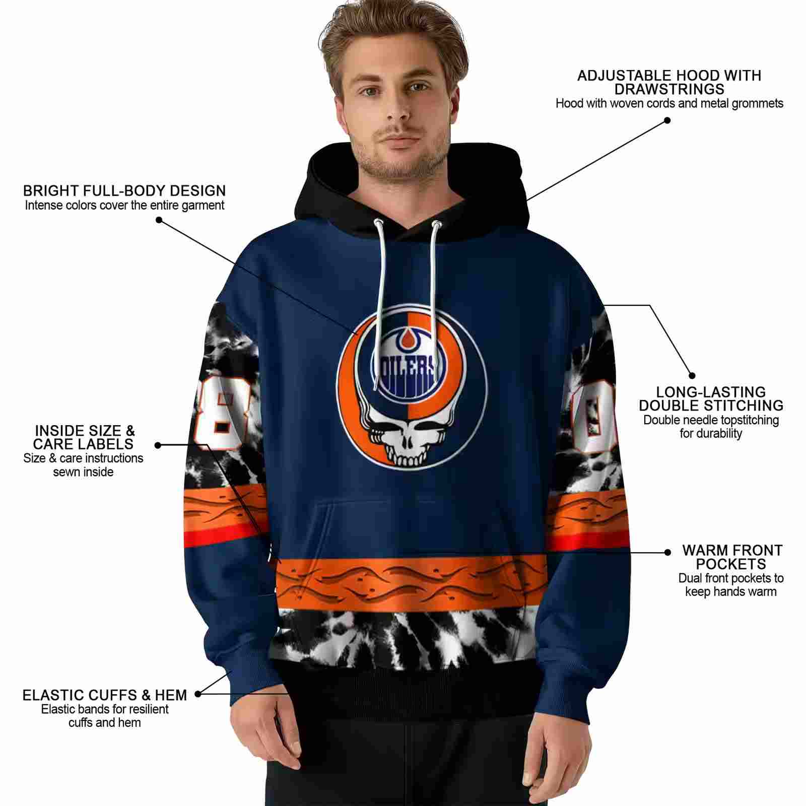 custom edmonton oilers grateful vibes blue hoodie latest model